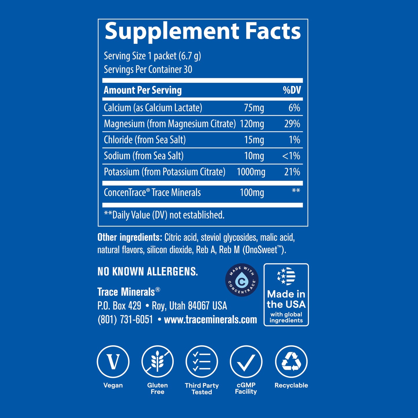 Trace Minerals Hydro Pak Keto Electrolyte Powder Lemon Lime 7.2
