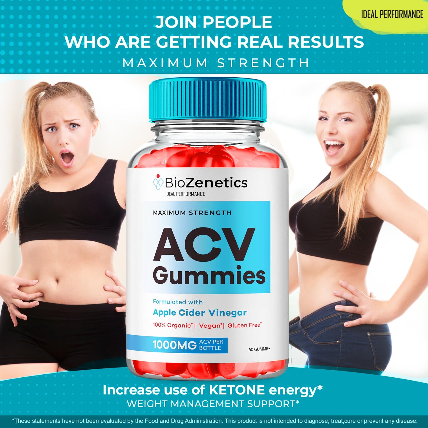 IDEAL PERFORMANCE BioZenetics Keto + ACV Gummies, 120 Gummies