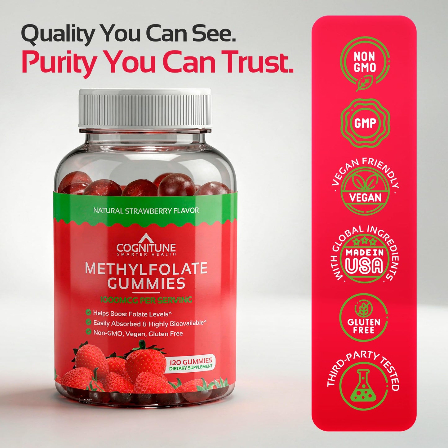 CogniTune L-Methylfolate 1000mcg Gummies, 120 Count
