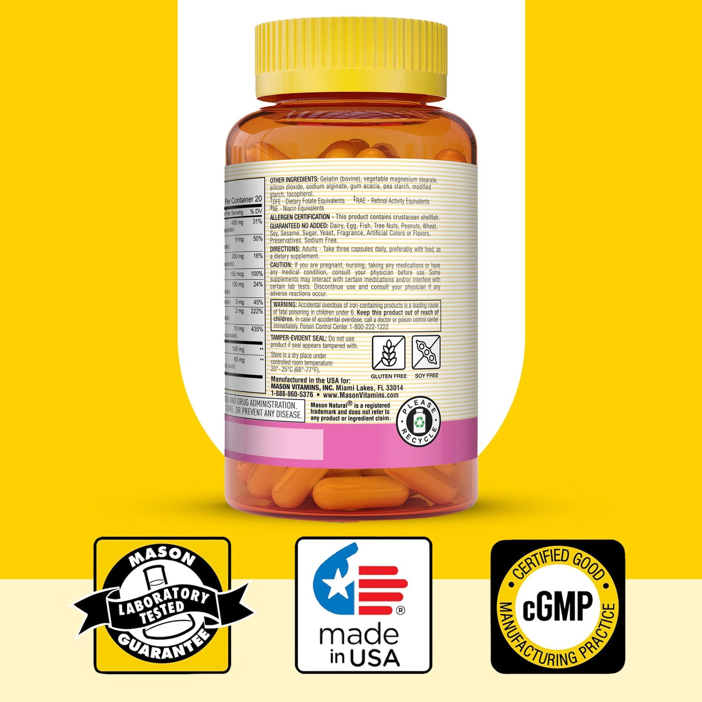MASON NATURAL Hair, Skin & Nails Premium Beauty Supplement with Biotin, 60 Capsules