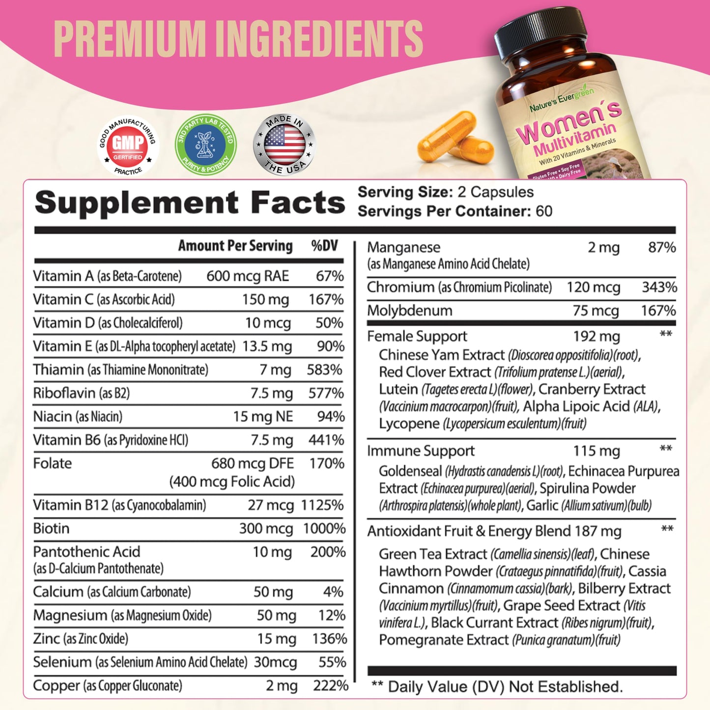 Nature's Evergreen Completely Women's Multivitamins & Multiminerals Capsules, 120 Count
