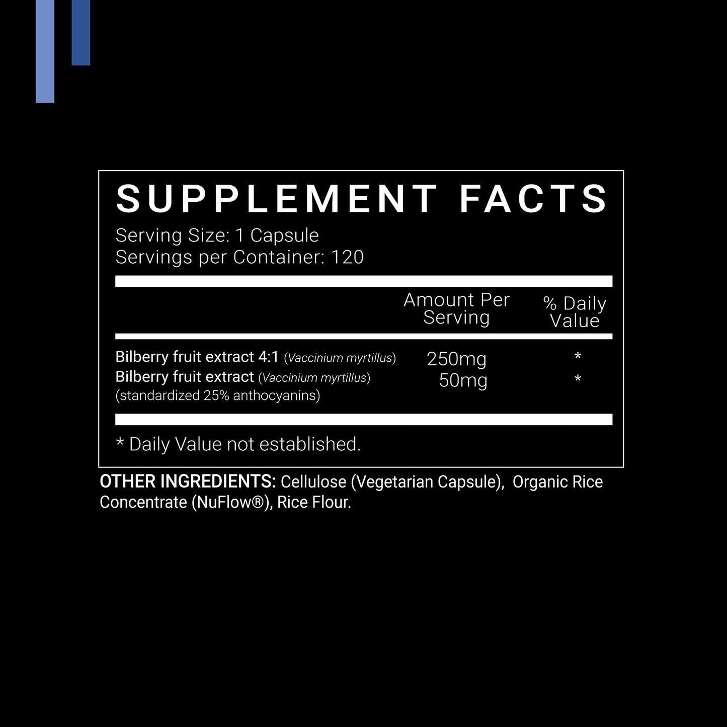 SYMNUTRUTION Bilberry Extract 1000mg, 25% Anthocyanins 50mg Capsules, 120 Count