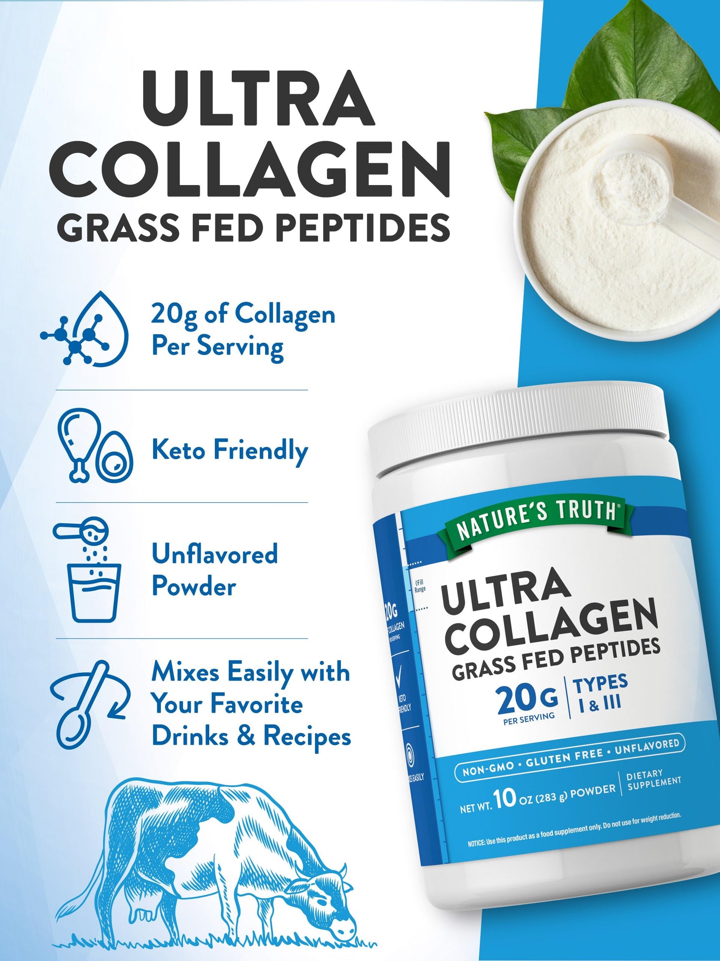 Nature's Truth Collagen Peptides Powder 10 Ounce