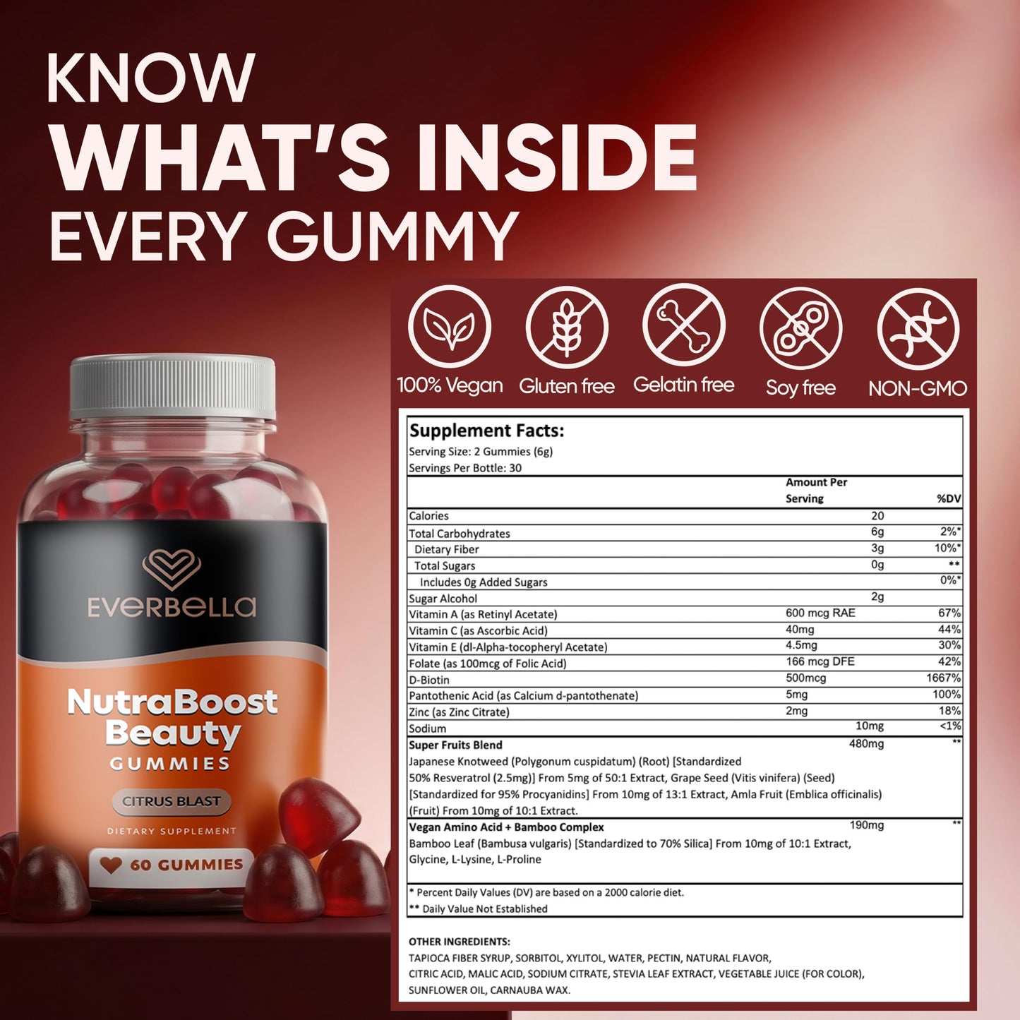 EverBella NutraBoost Beauty Gummies Gummy 60 Count