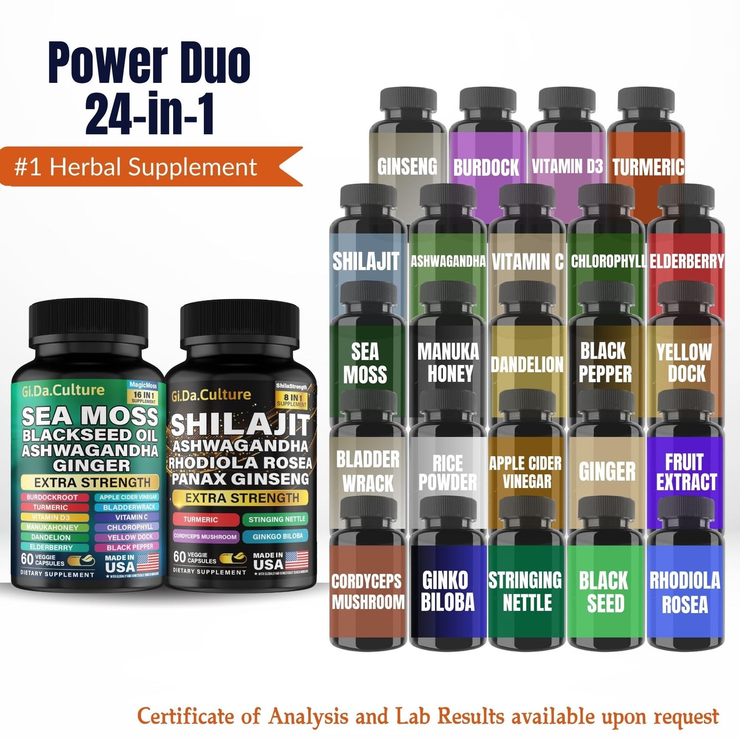 Gi.Da.Culture Shilajit and Sea Moss Combo Capsules 120