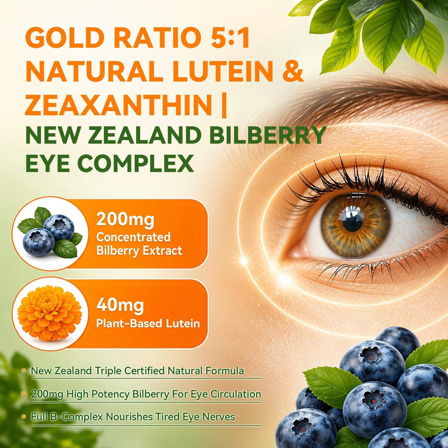 AILPOT Lutein 40mg & Zeaxanthin 8mg Eye Health Caplets, 90 Count