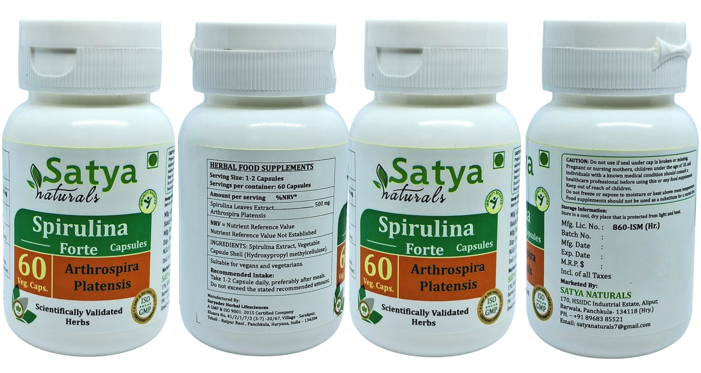 Satya Naturals Spirulina Forte Capsules 500 mg, 240 Capsules