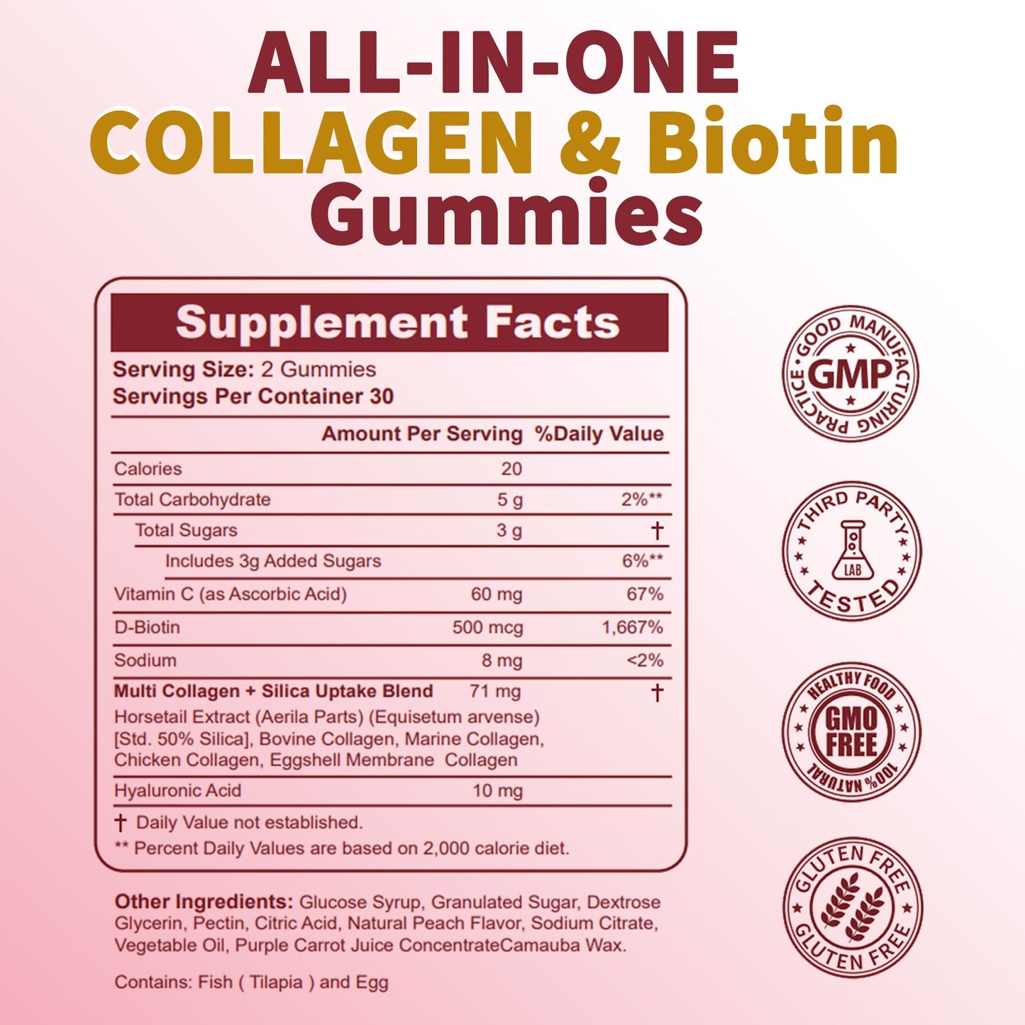 Zammex Multi Collagen Peptides Gummies (Type 1, 2, 3, 5 & 10), 60 Count