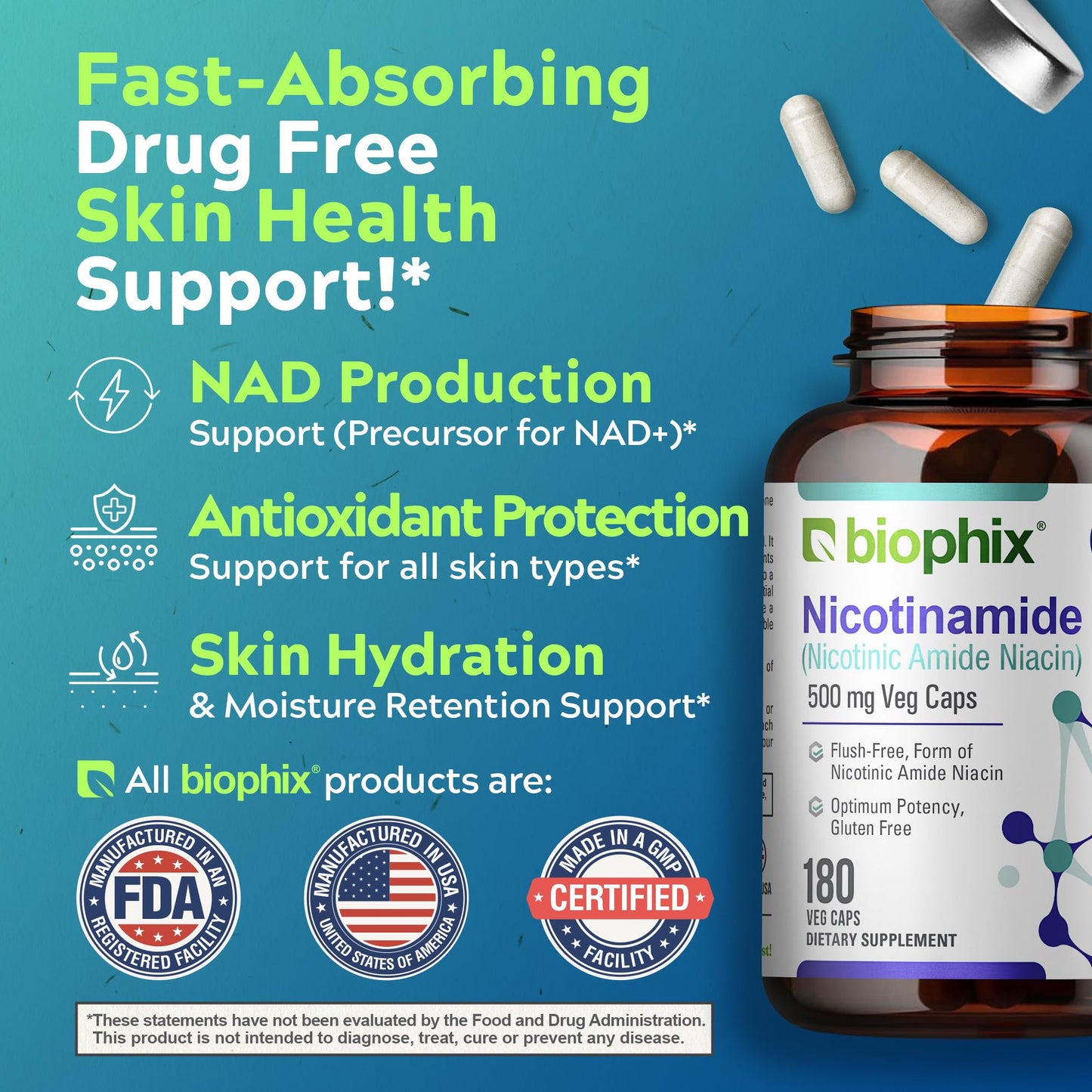 biophix B-3 Nicotinamide 500 mg 180 Capsules