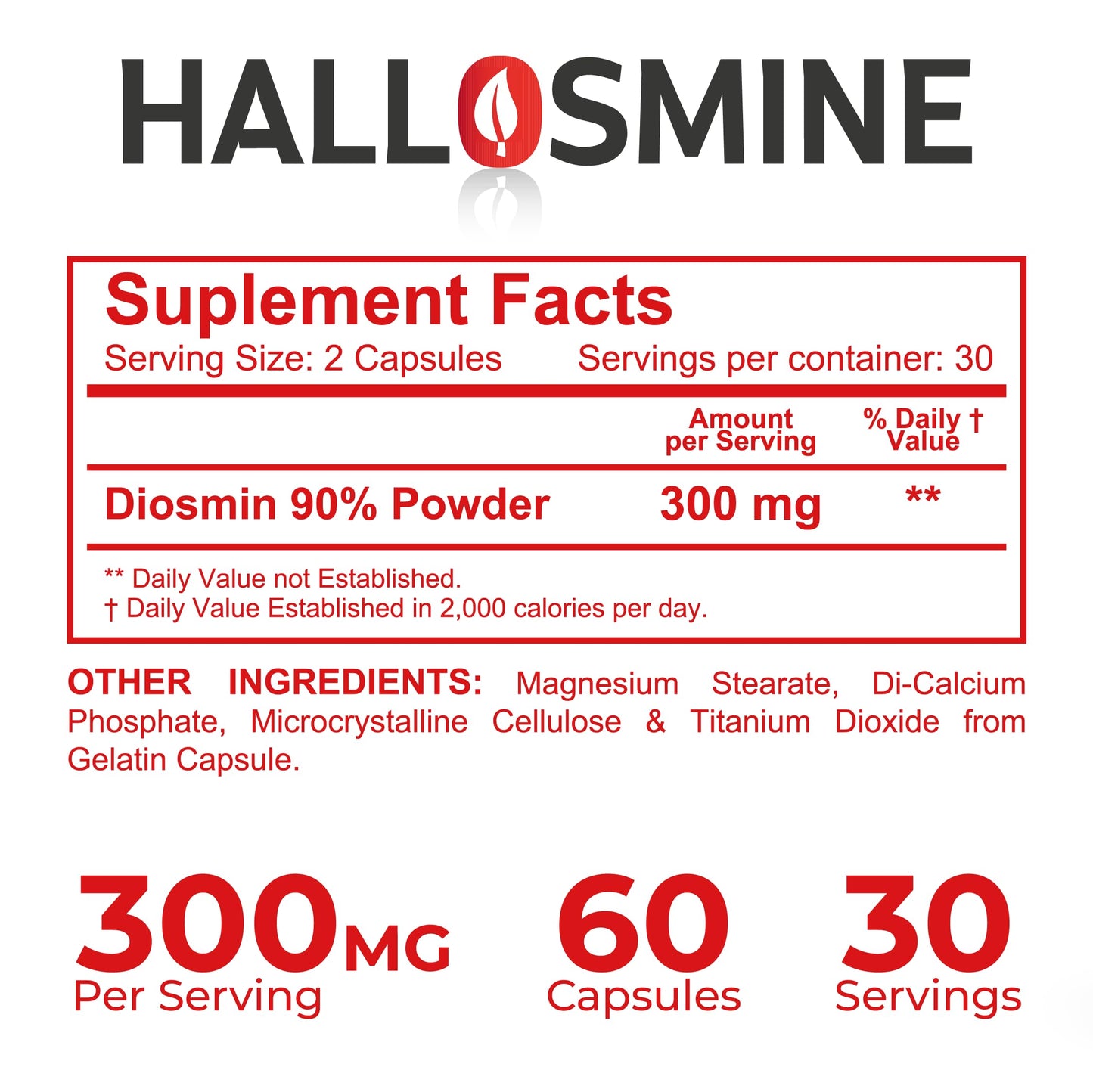 Hallusa Natural Diosmin Circulation Capsule, 60 Count