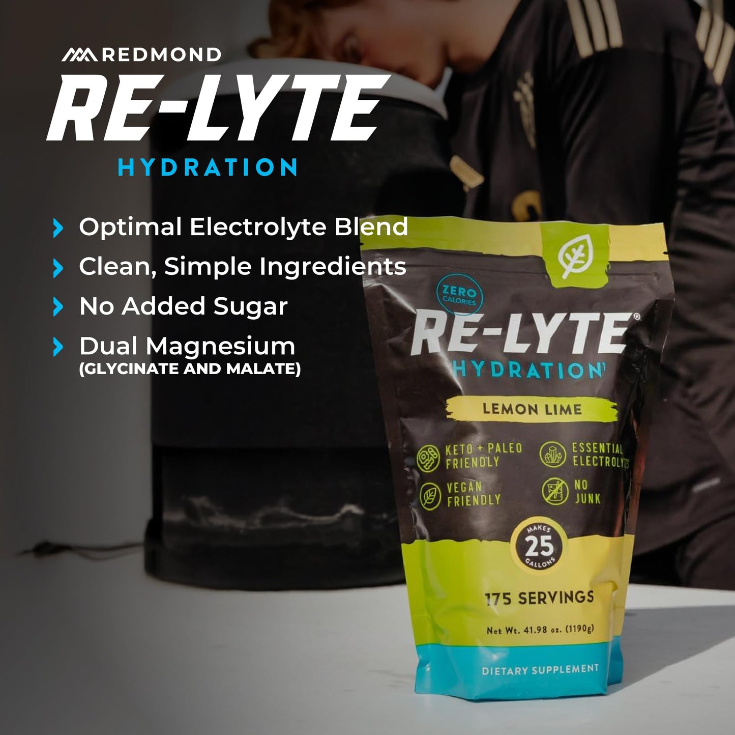 REDMOND Re-Lyte Hydration Electrolyte Powder, 175 Servings, Lemon Lime