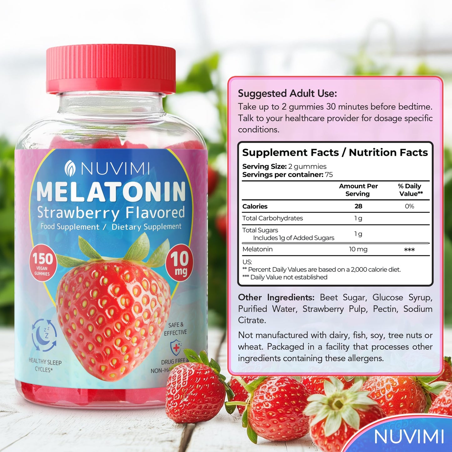 NUVIMI Melatonin Gummies 10 mg, 150 Gummies