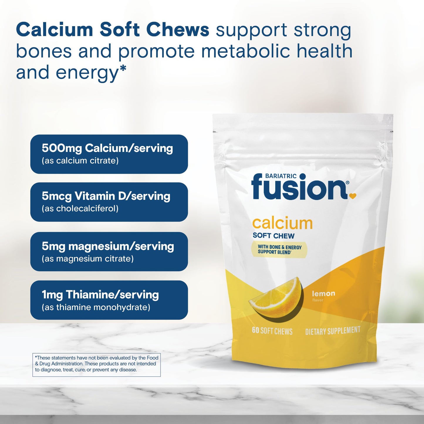 Bariatric Fusion Calcium Citrate with Vitamin D3 Soft Chew 60 Count
