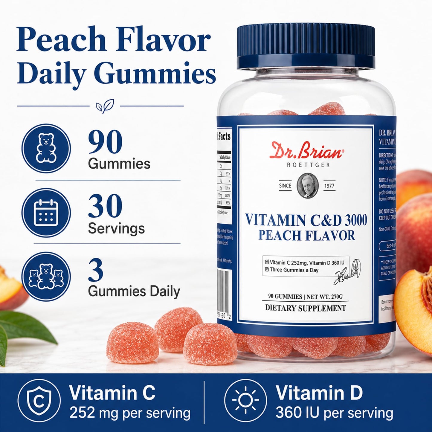 DR.BRIAN ROETTGER Vitamin C Gummies for Immune Support, 90 Count
