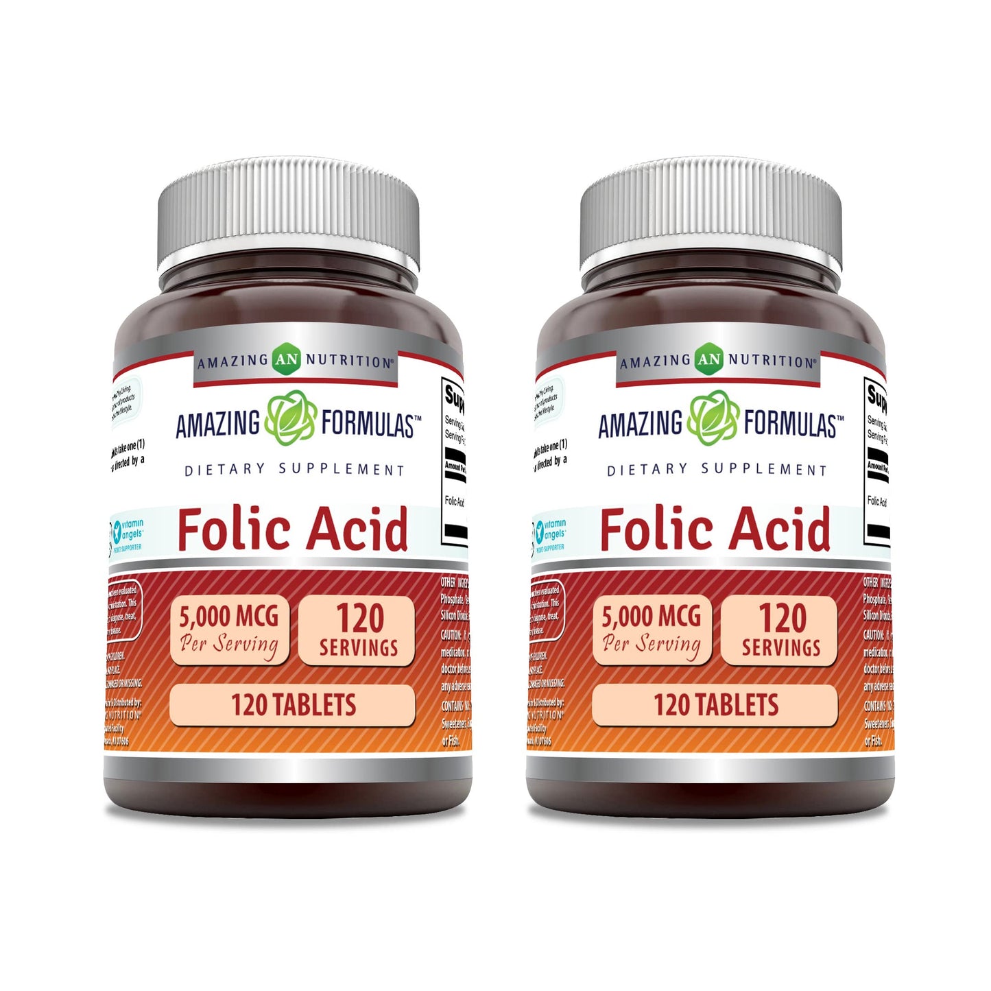 Amazing Nutrition Folic Acid 5000 mcg Tablets, 240 Count