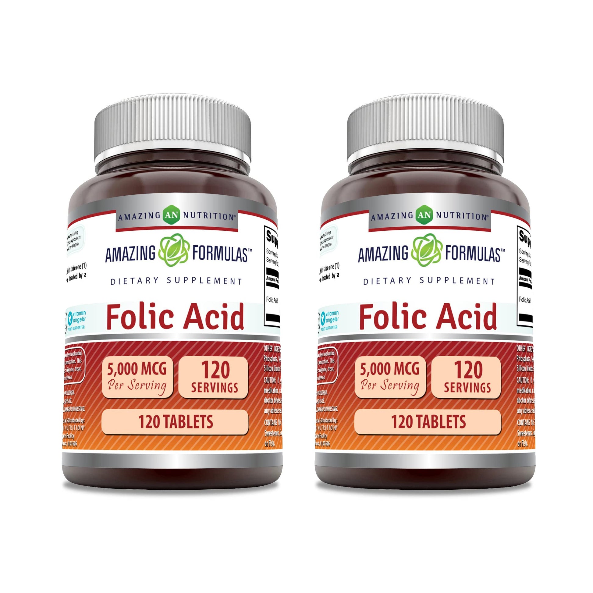 Amazing Nutrition Folic Acid 5000 mcg Tablets, 240 Count