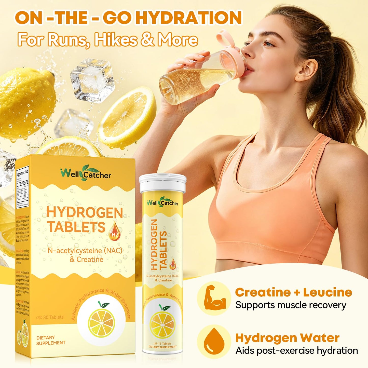 Wellcatcher Hydrogen Water Tablets for Drinking Water 30 Tablets