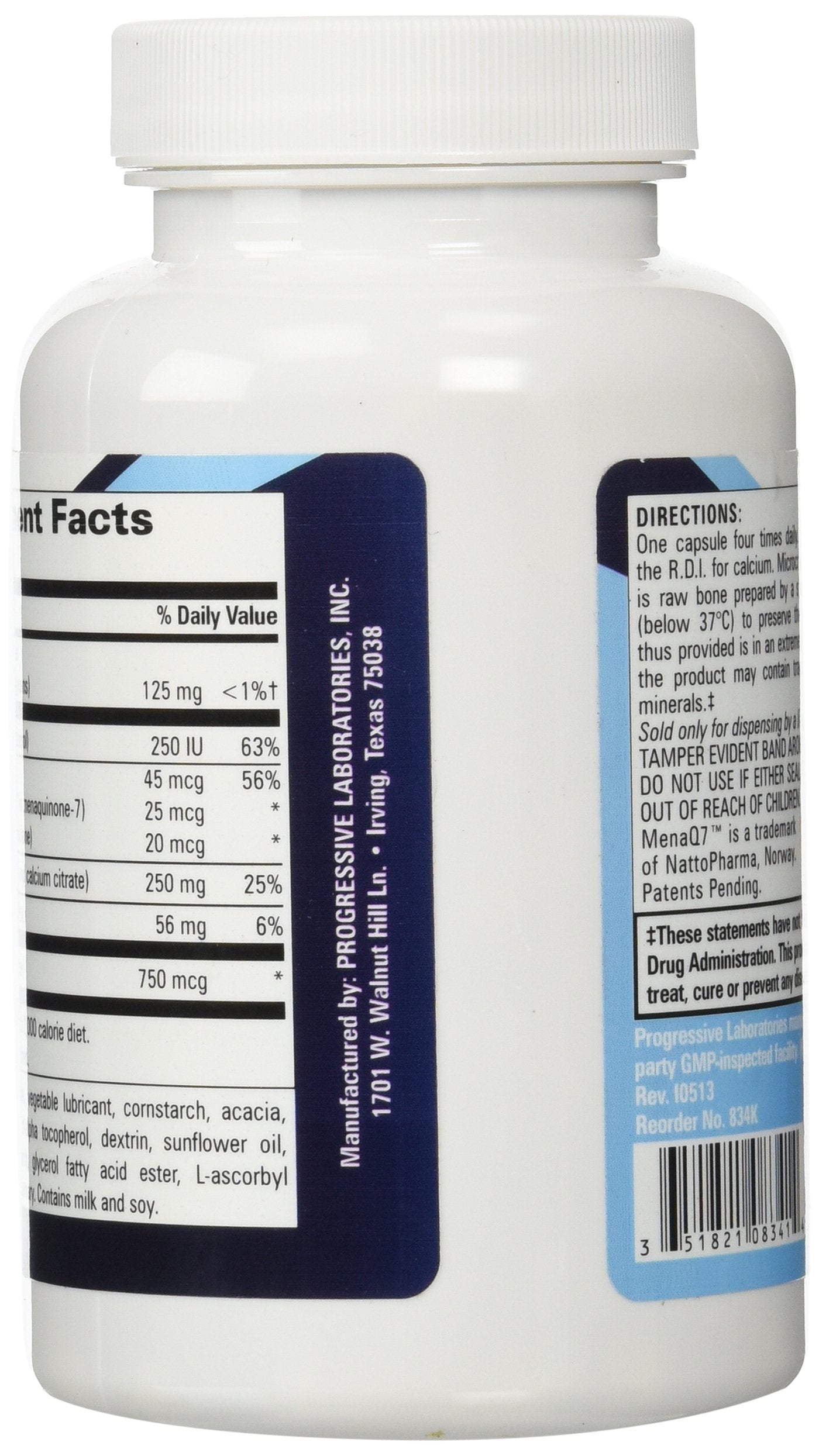 Progressive Laboratories MCHC with K1 and K2 Supplement Capsules, 120 Count