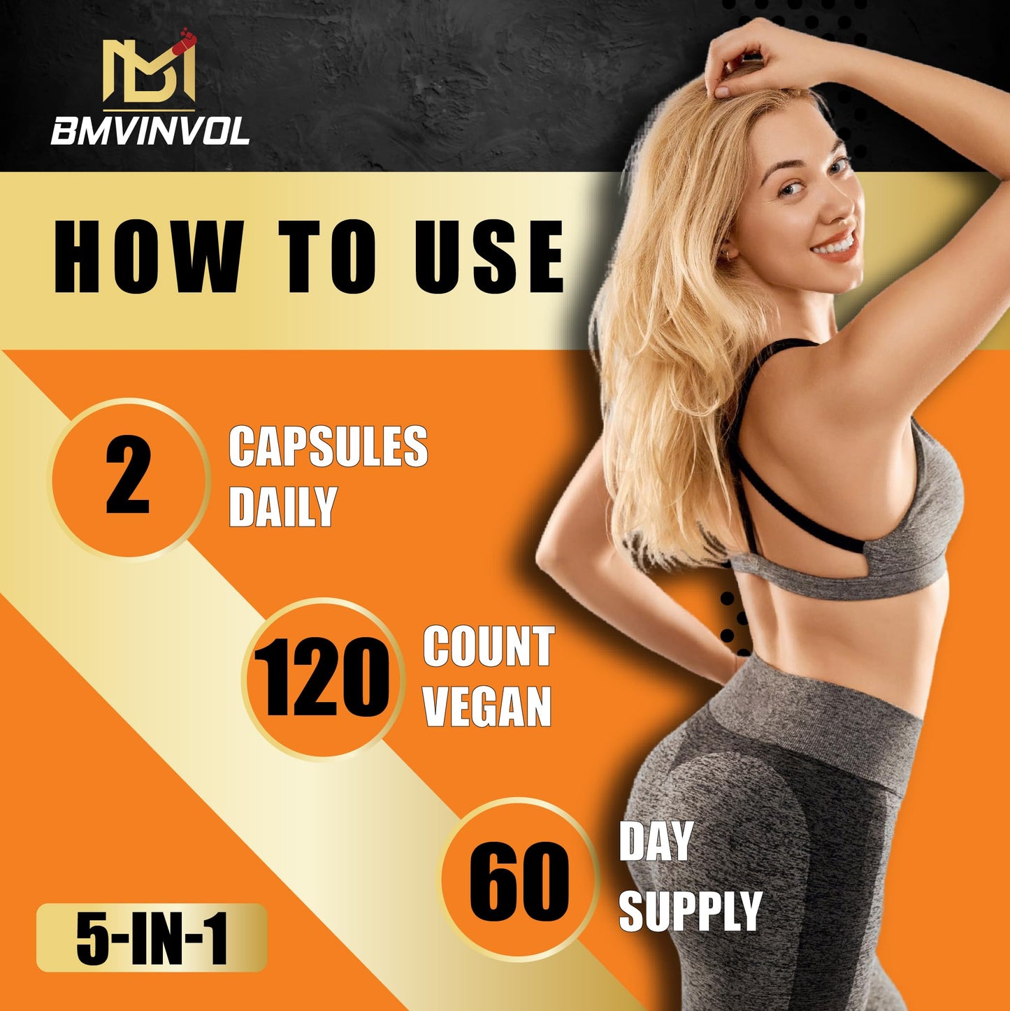 BMVINVOL Berberine HCl Supplement, Ceylon Cinnamon and Turmeric, Green Tea and Bitter Melon, 120 Capsules