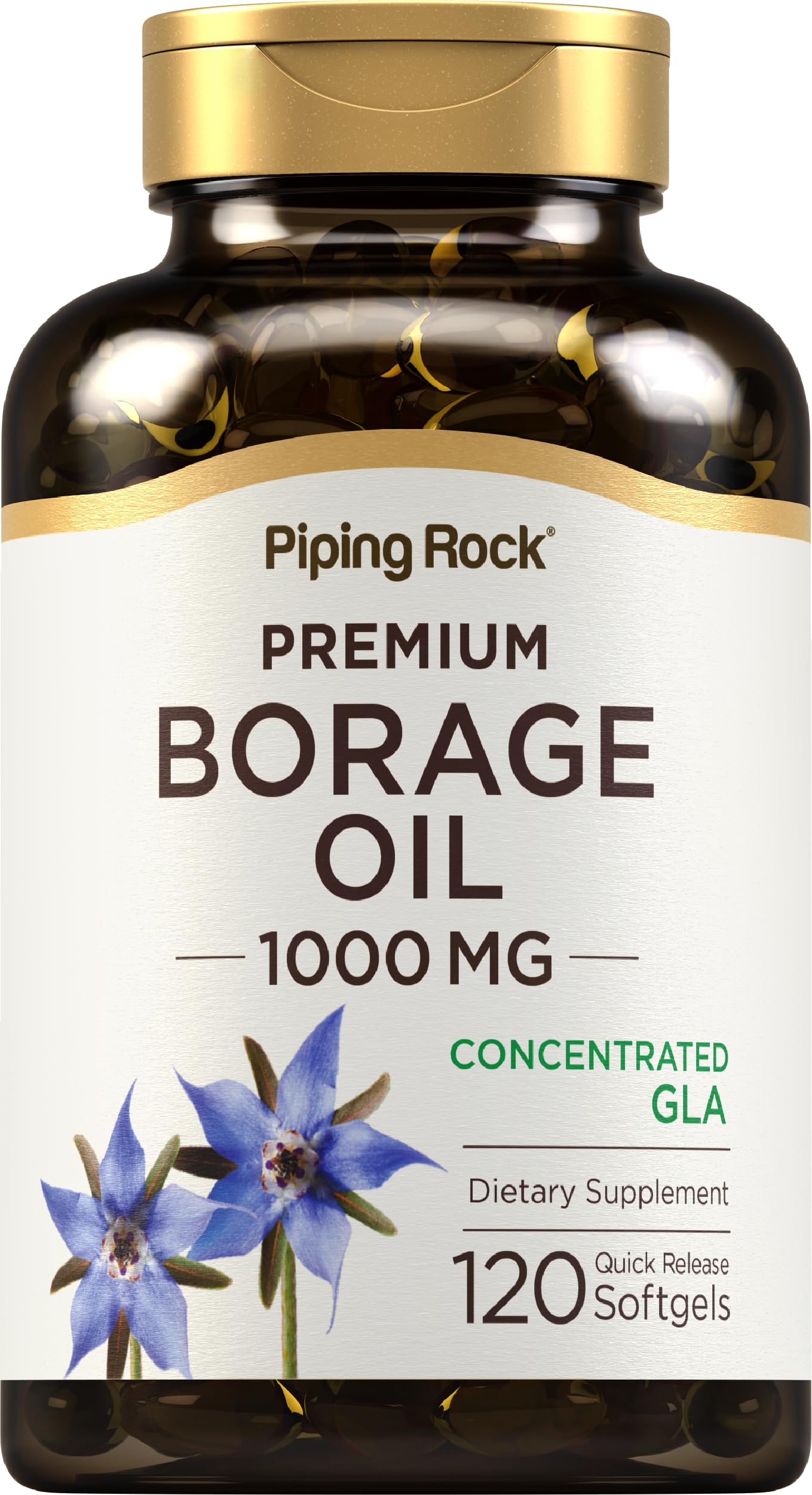 Piping Rock Borage Oil Supplement 1000mg Softgels 120