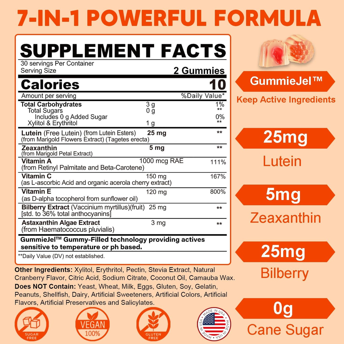 NEVISS Sugar-Free CoQ10 Gummies 60 Count + Lutein Gummies 60 Count