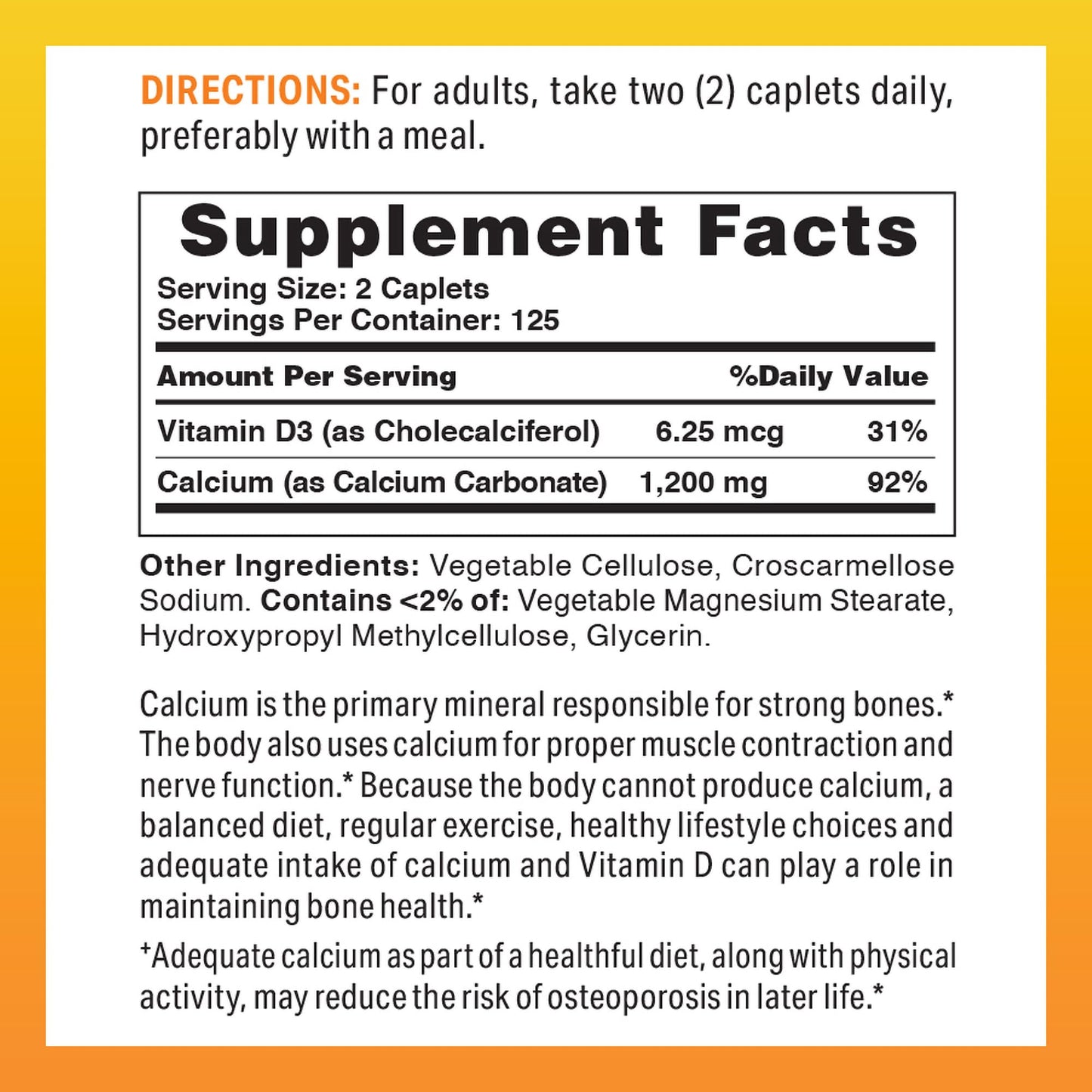 Vitamin World Calcium 600mg + Vitamin D3 250 Caplets, 250 Count