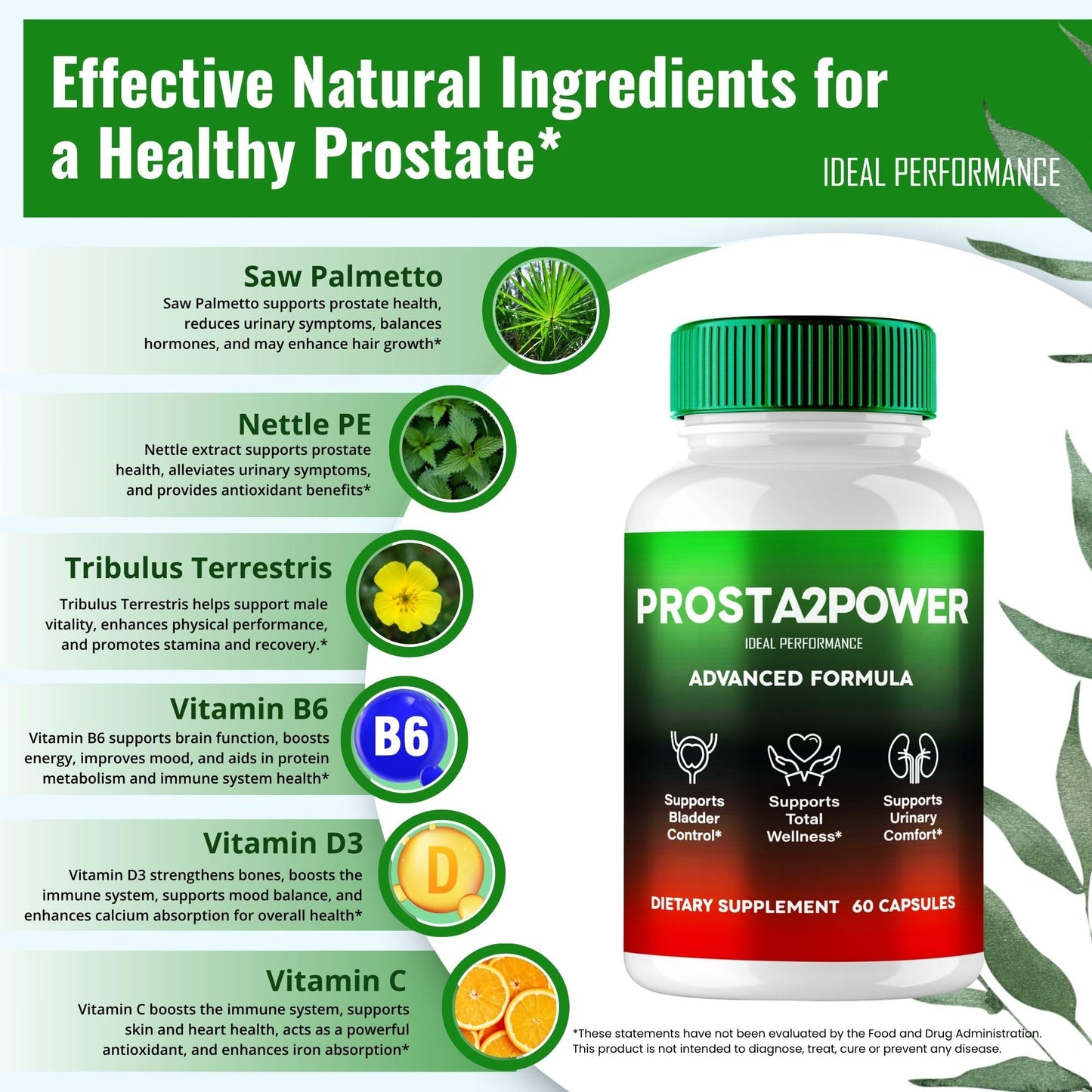 IDEAL PERFORMANCE Prosta2Power for Men Capsules 60 Count