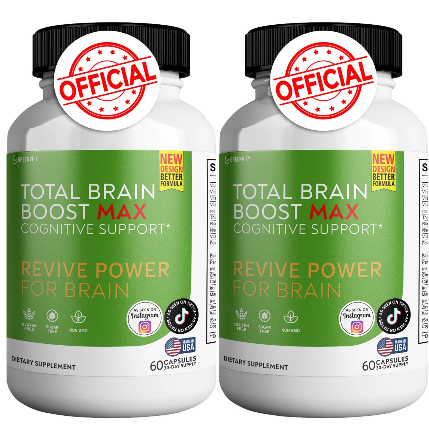 GREENVIFY Total Brain Boost Brain Support Supplement Capsule 120 Count