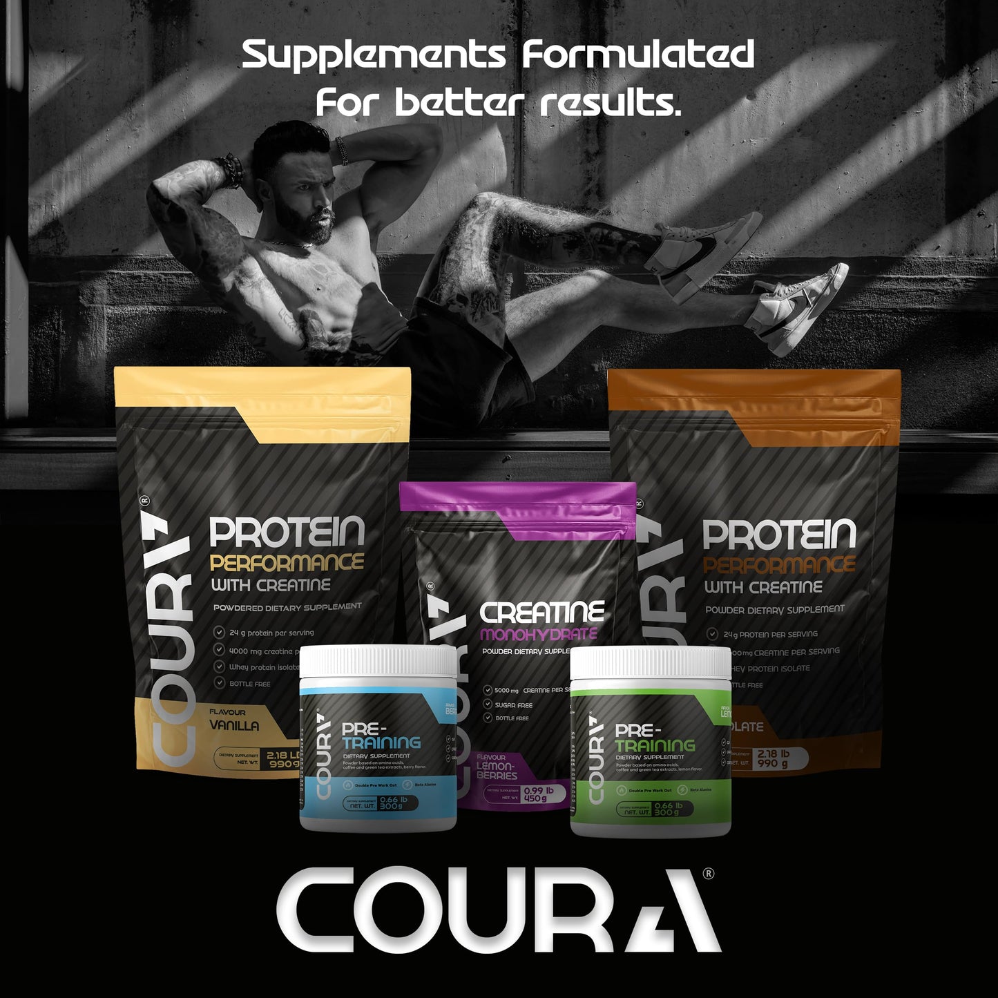 COURA Protein Performance Powder with Creatine, 990g