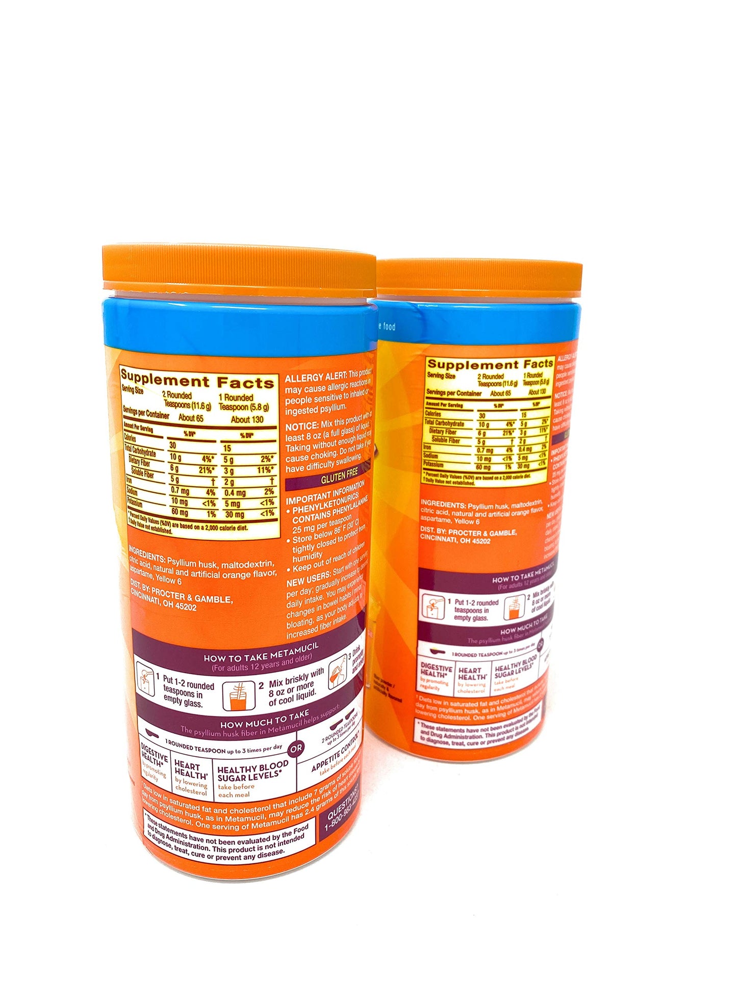 Metamucil Sugar Free Fiber Supplement, Orange Smooth Powder 53.2 Ounces