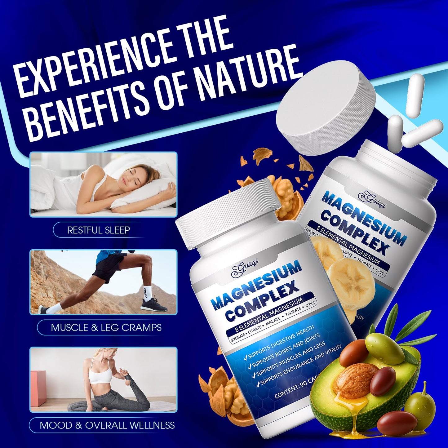 Guliqi 8-in-1 Magnesium Complex Supplement 1000mg 90 Capsules