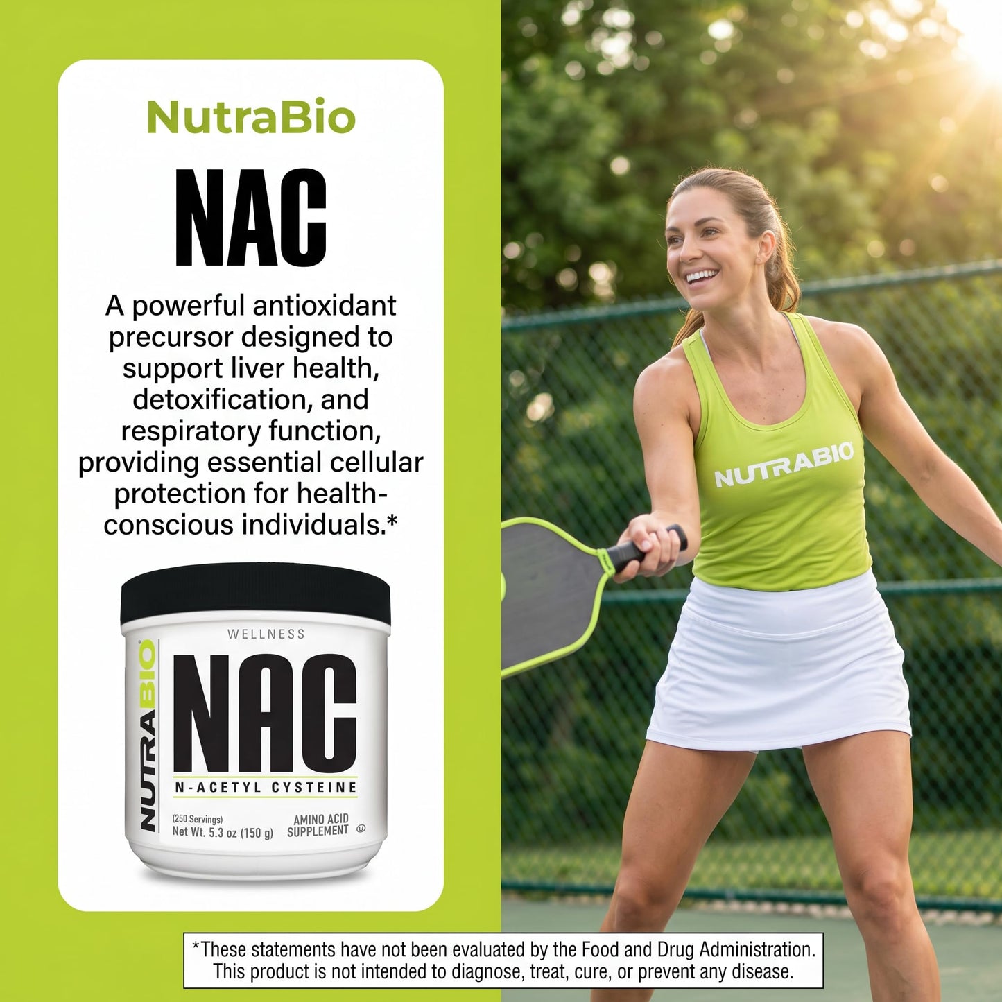 NutraBio N-Acetyl Cysteine Supplement (NAC) Powder, 5.3 Ounce