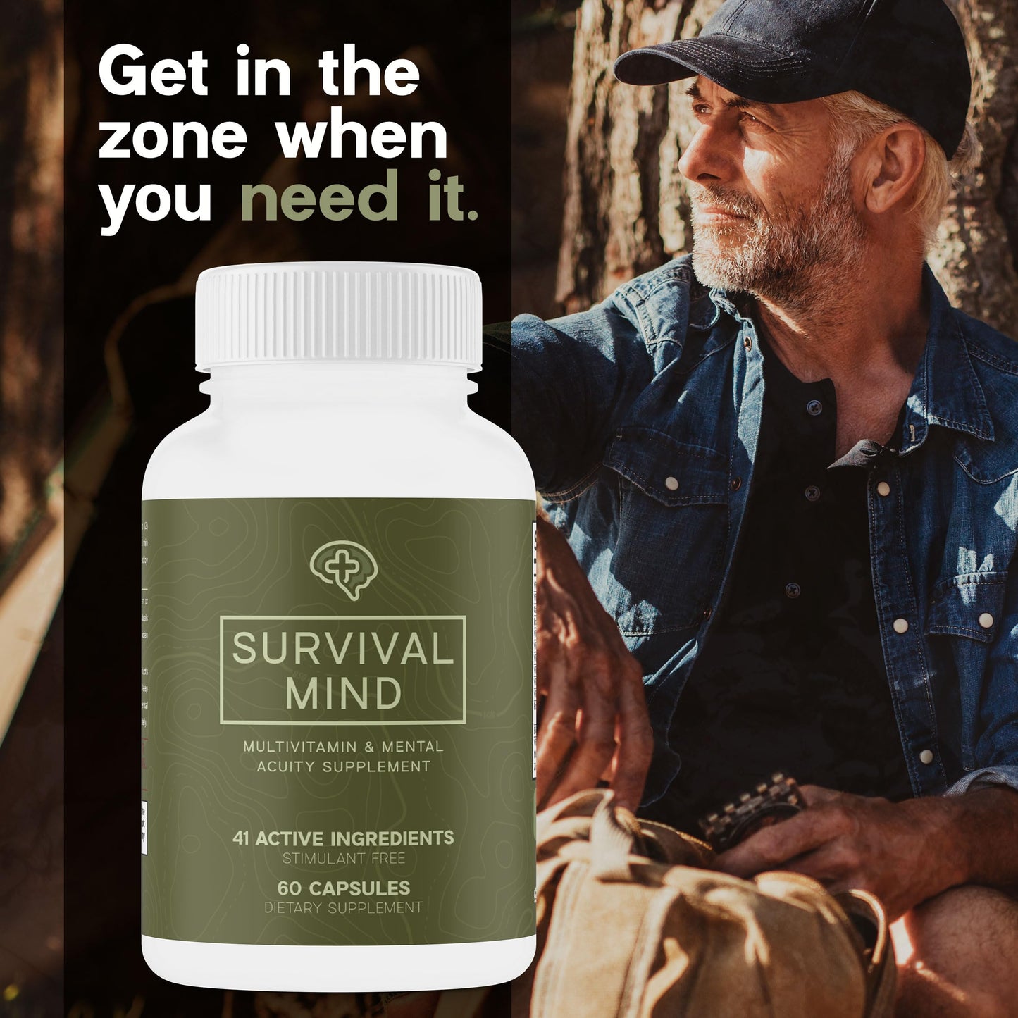 TerraForm Nutrition Survival Mind Multivitamin and Cognitive Booster Capsules, 60 Count