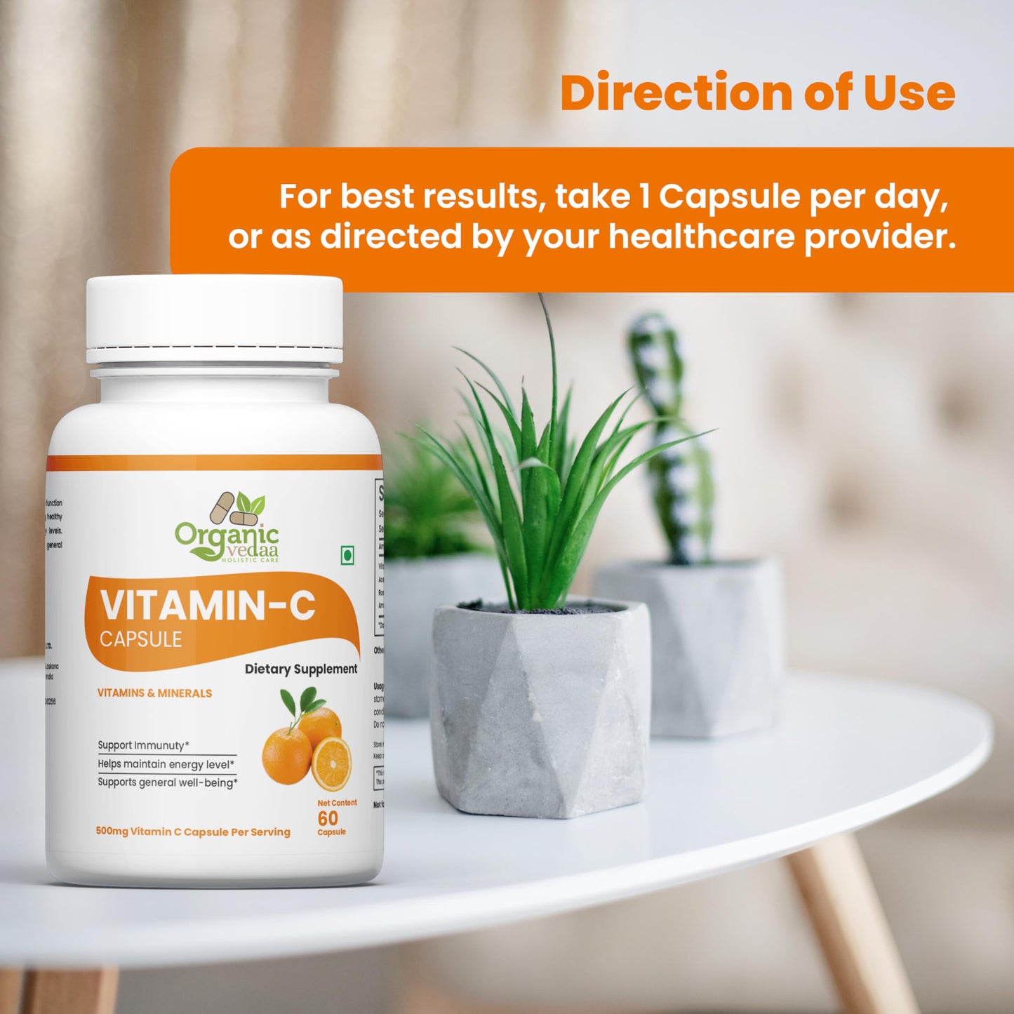 ORGANIC VEDAA HOLISTIC CARE Natural Fiber Supplement for Digestive Health & Regularity Capsule 1 Count
