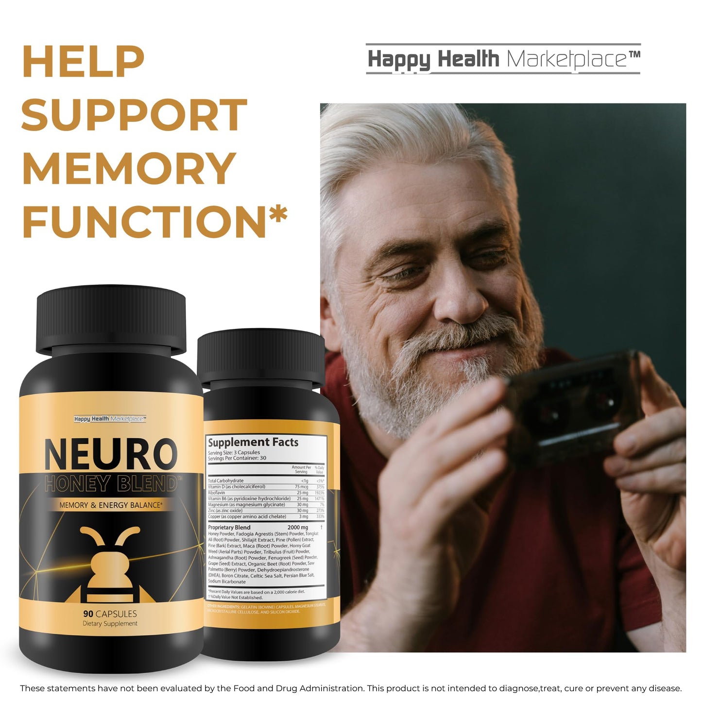 Happy Health Marketplace Neuro Honey Blend Capsule 90 Count