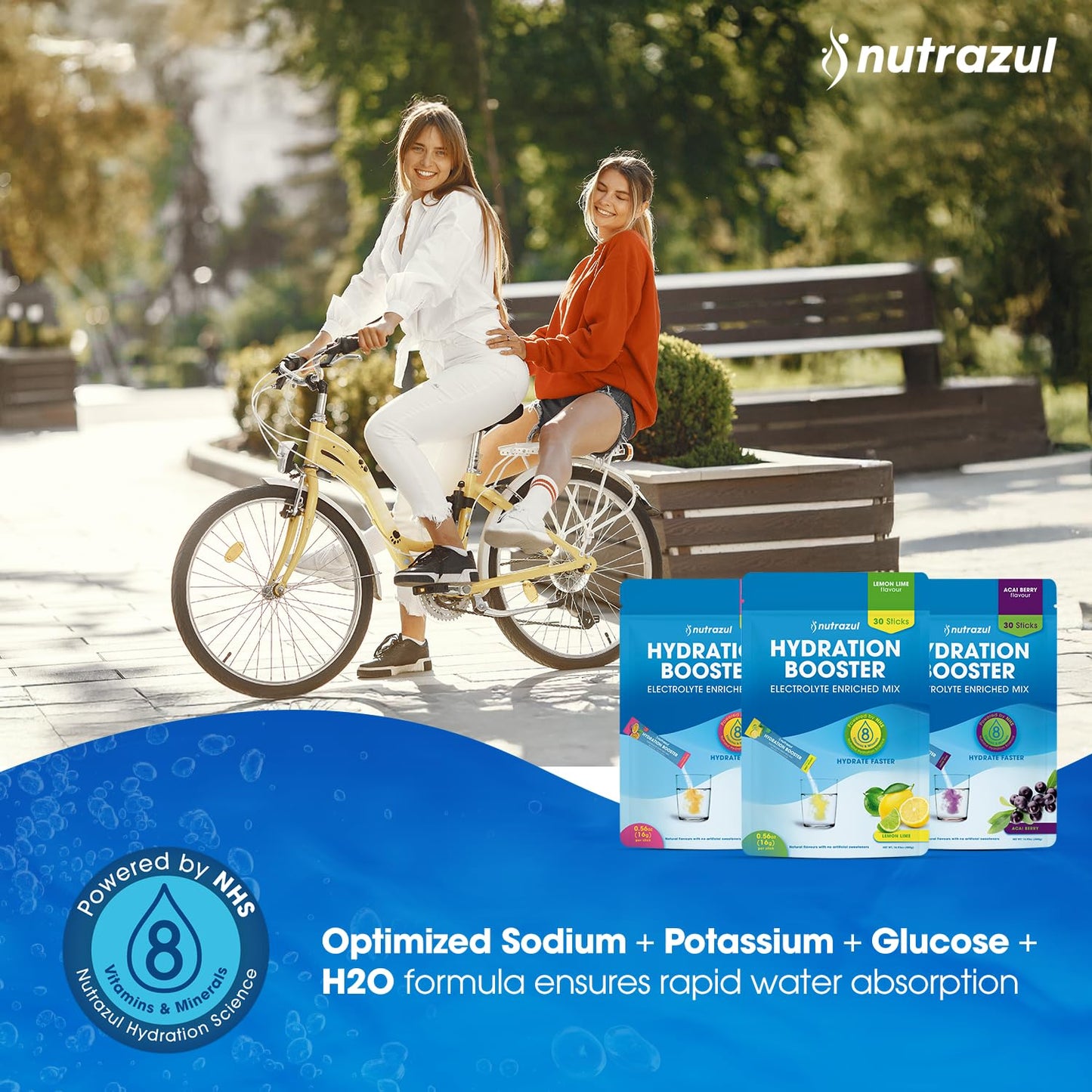 Nutrazul Hydration Booster Electrolytes Powder Sticks, 90 Sticks