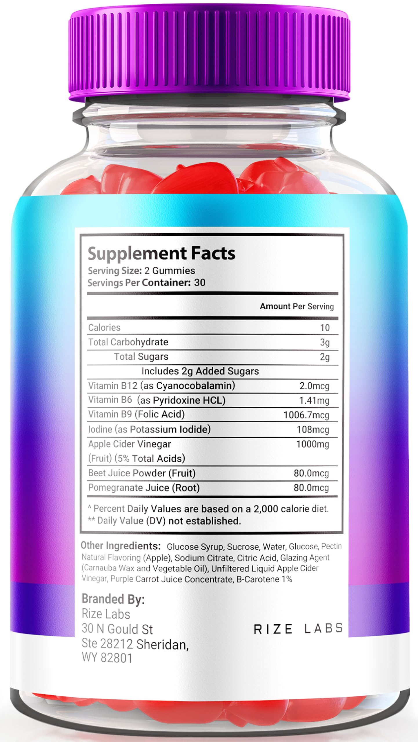 Rize Labs Keto Blast Gummy Bears ACV Gummies Advanced Weight Loss Formula, 60 Count