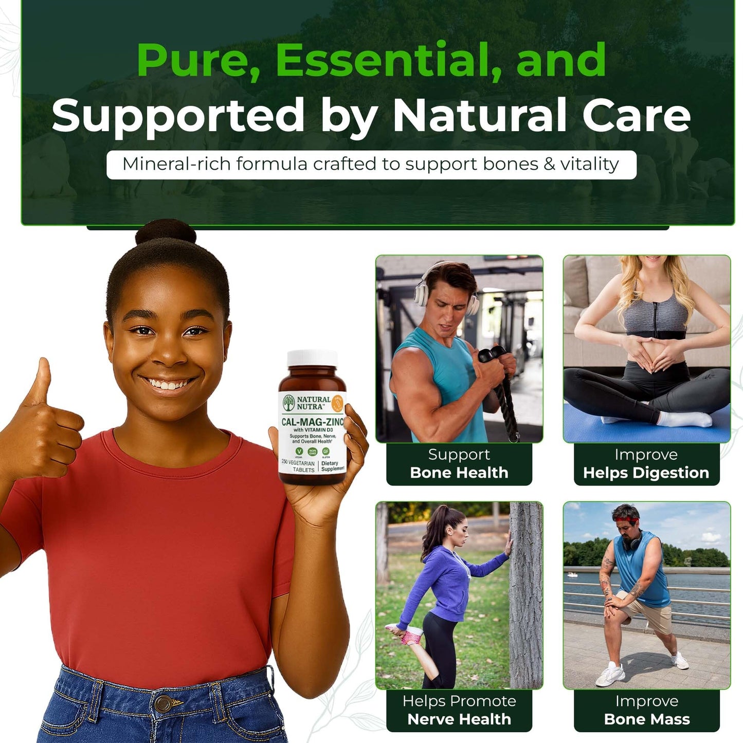 Natural Nutra Calcium Magnesium Zinc with Vitamin D3 CMZ Supplement (Tablets, 250 Count)