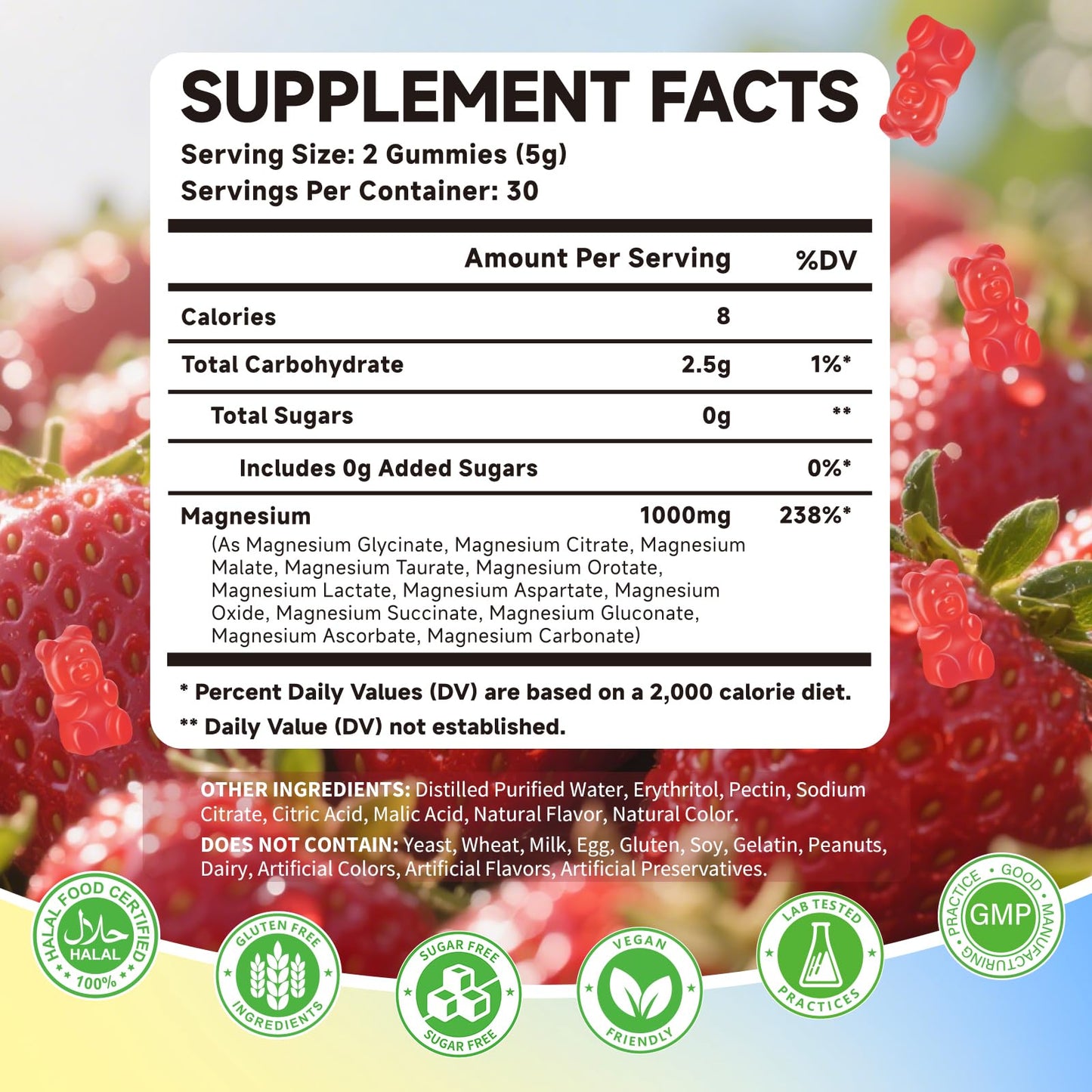 Mchokuu Magnesium Complex Gummies 1000mg, 60 Count