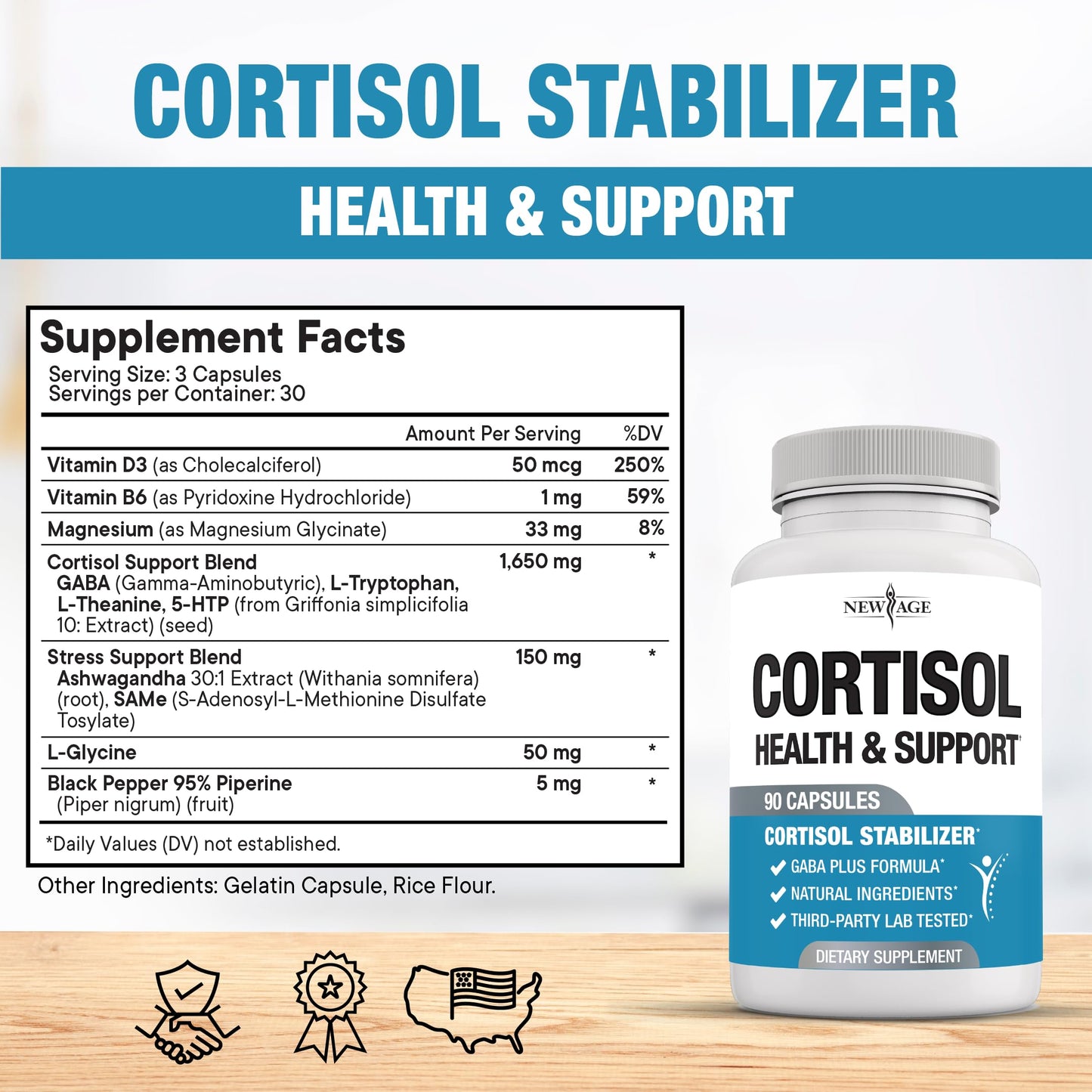 NEW AGE Cortisol Supplement for Women - Natural Cortisol Detox Manager Reducer Capsule 180