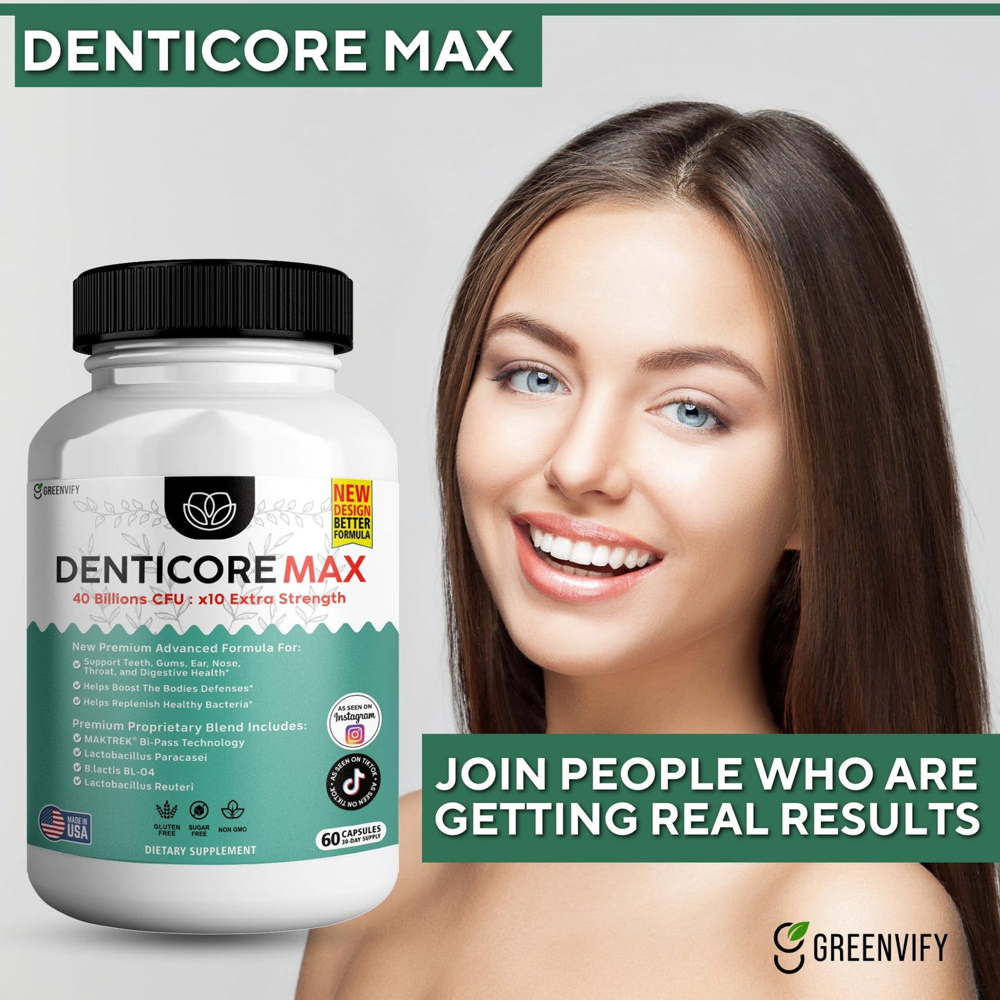 DentiCore Max for Gums and Teeth Health 60 Capsules - 40 Billion CFU Advanced Oral Probiotics, Fresh Breath Support