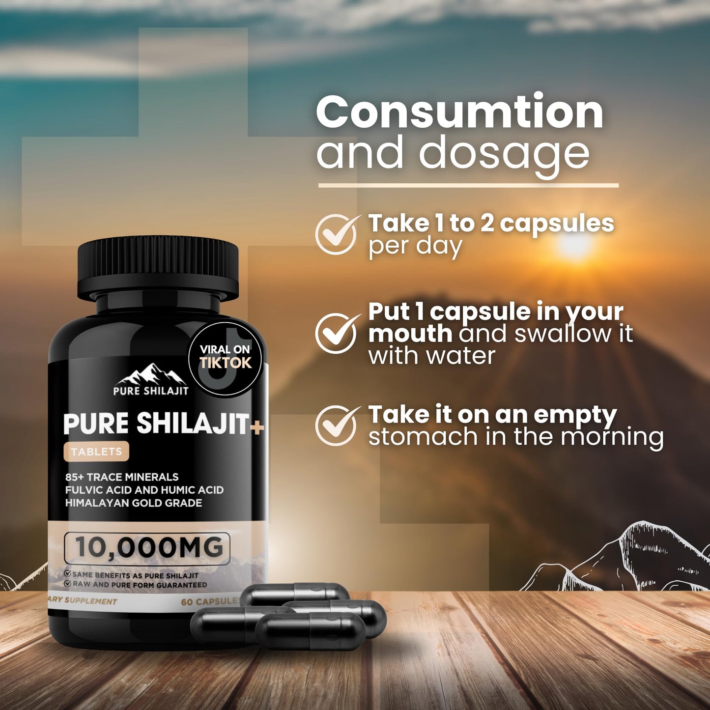 Pure Himalayan Shilajit Shilajit Capsules + Resin, 2 Count