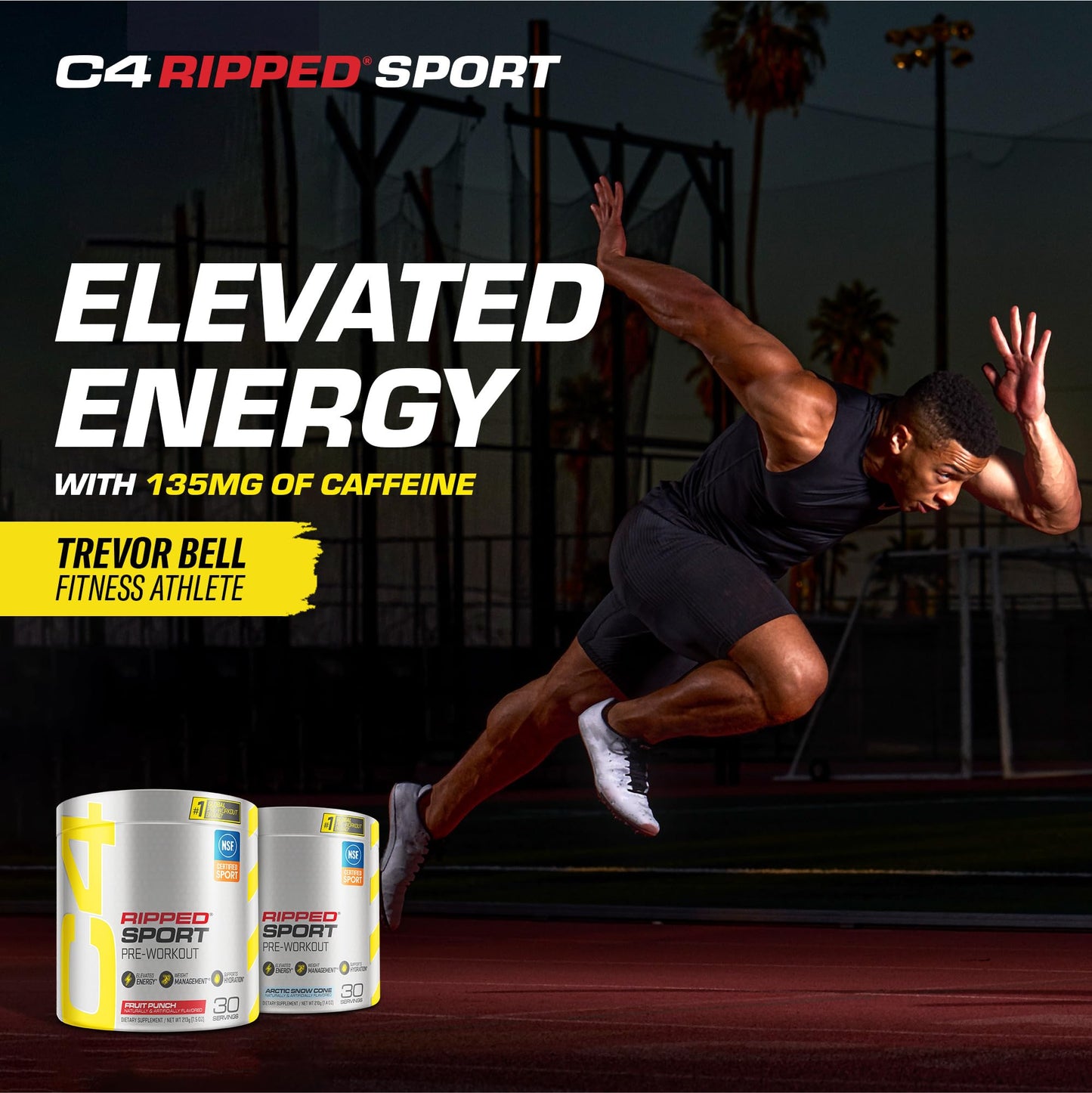 C4 Ripped Sport Pre Workout Powder Arctic Snow Cone, 7.4 oz, 30 Servings