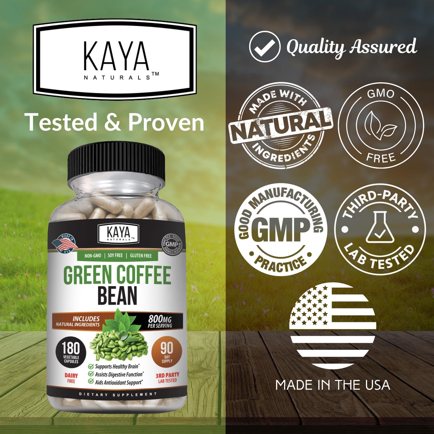 Kaya Naturals Green Coffee Bean Extract Capsule 180 Count