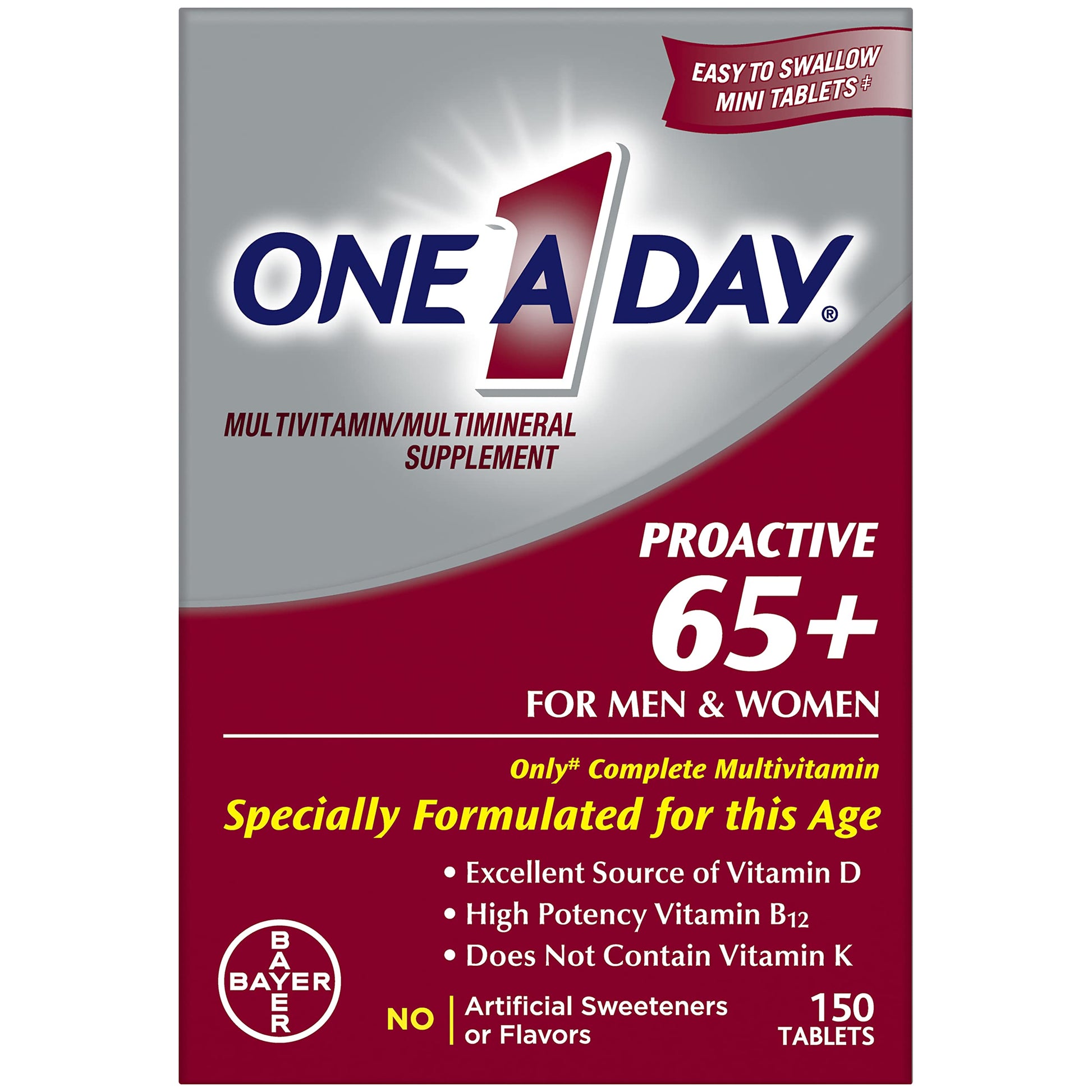 ONE A DAY Proactive 65+ Men's & Women's Multivitamin Tablets, 150 Count