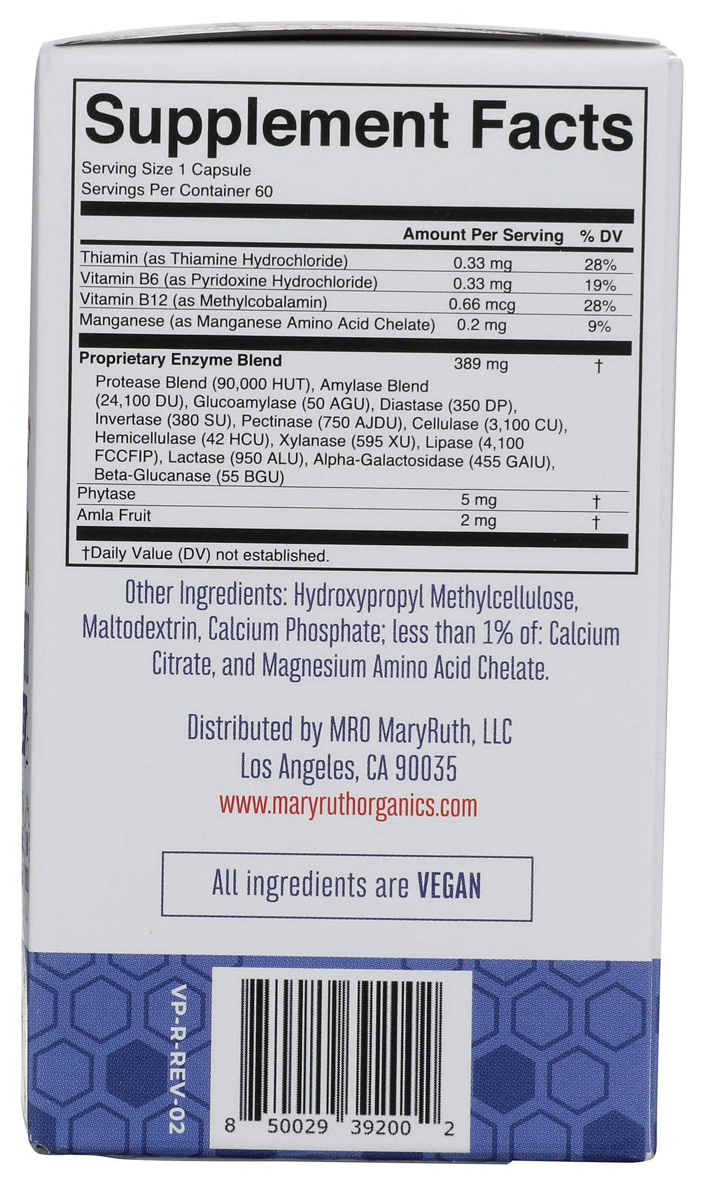 Mary Ruth's Ultra Digestive Food Enzymes Capsules, 60 Count