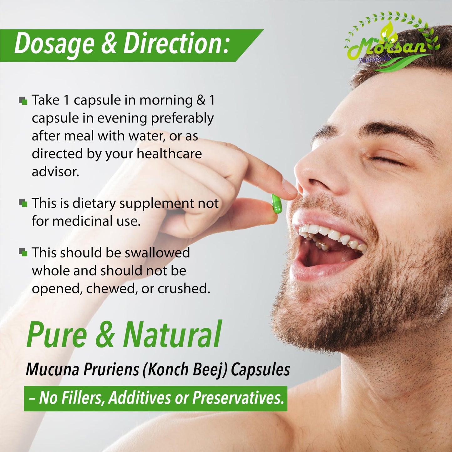 Morsan Nutraveda Kaunch Mucuna Pruriens Extract Capsules, 60 Capsules