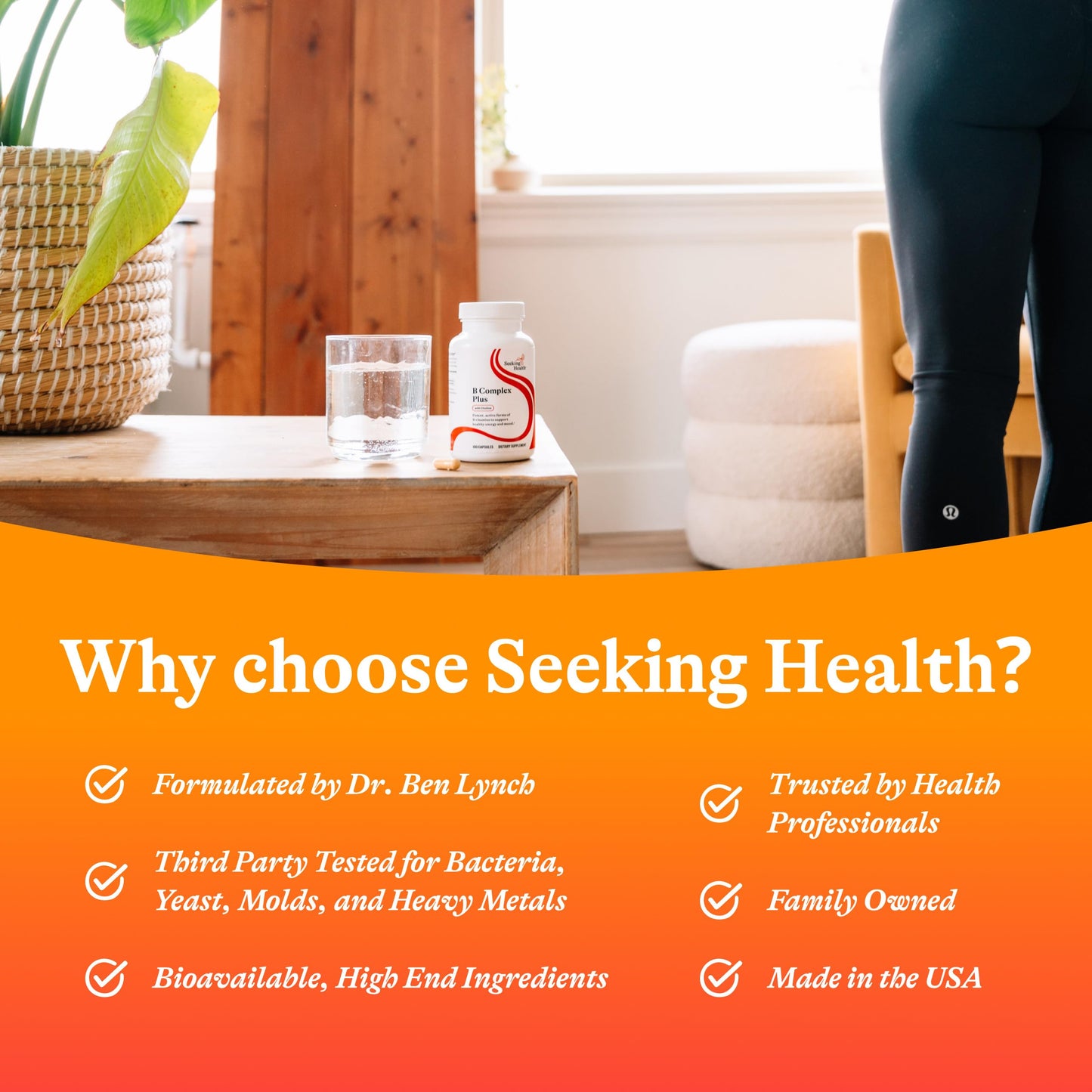 Seeking Health B Complex Plus Vitamin B Complex Supplement with Choline & Riboflavin, 100 Capsules