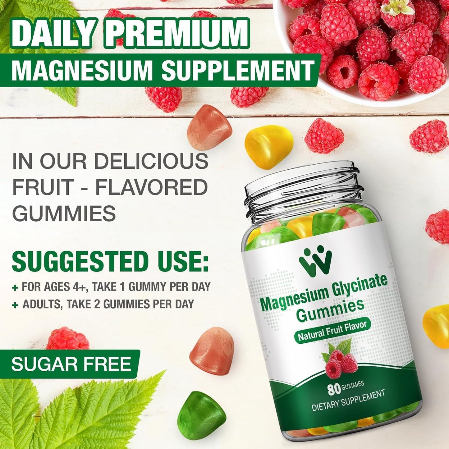WACHRAY Magnesium Glycinate Gummies for Adults Gummy 80 Gummies
