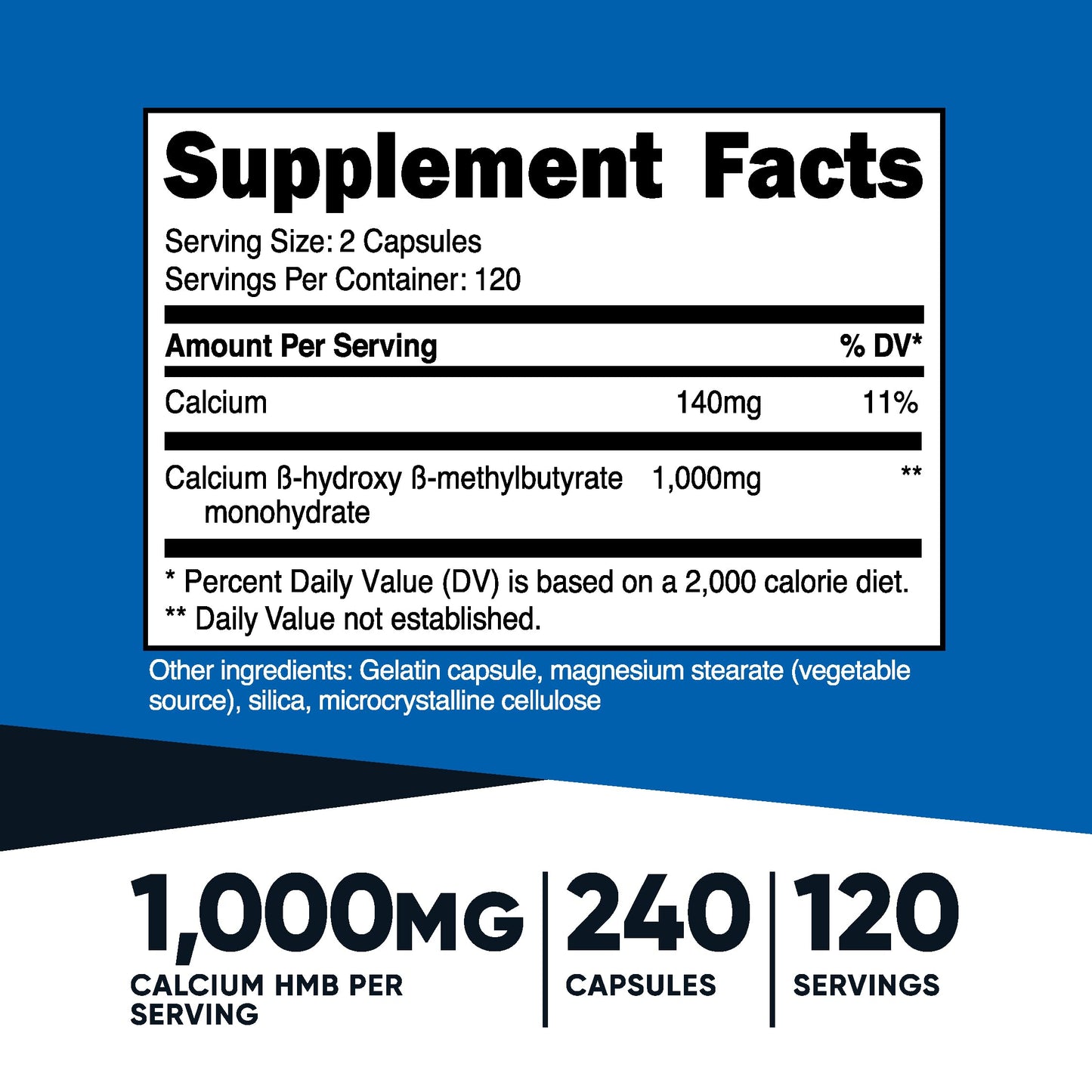 Nutricost HMB (Beta-Hydroxy Beta-Methylbutyrate) 1000mg Capsule, 480 Capsules